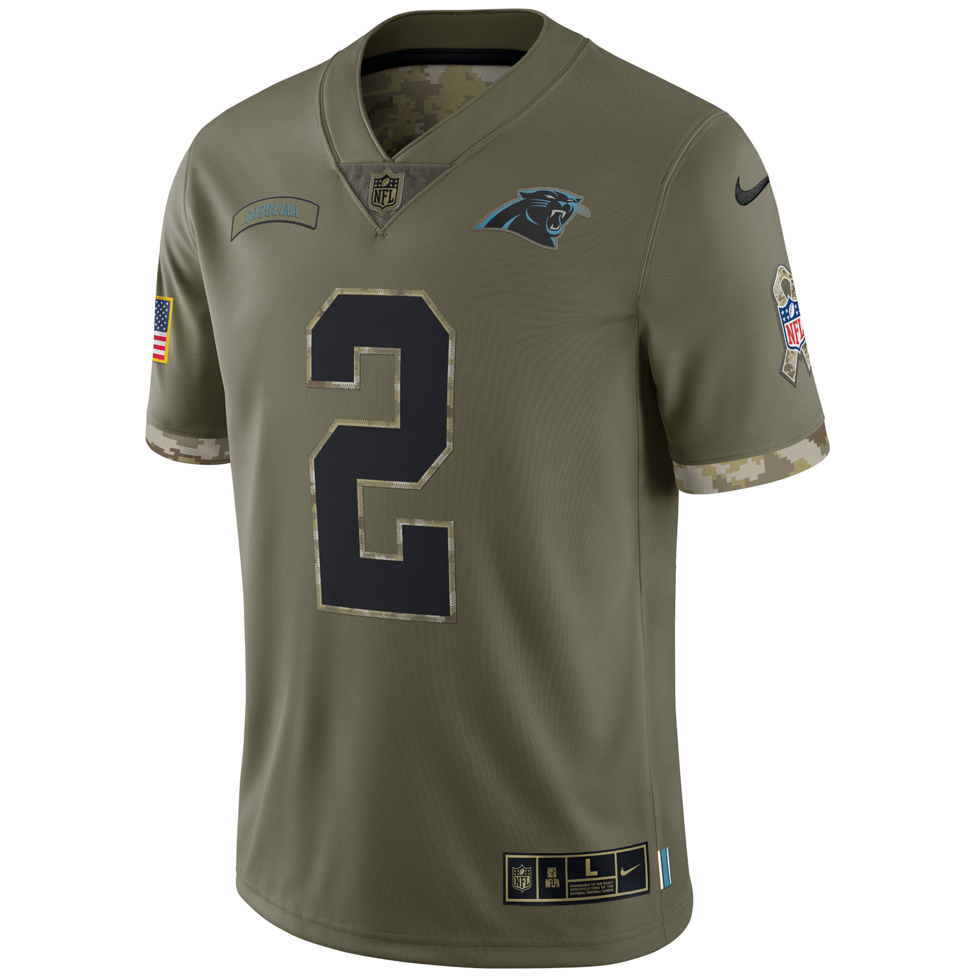 D.J. Moore Carolina Panthers  2022 Salute To Service Limited Jersey - Olive