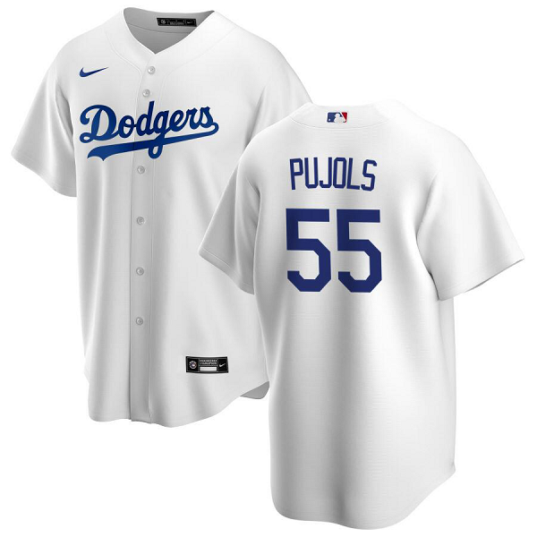 Men's  Los Angeles Dodgers #55 Albert Pujols White MLB Cool Base Jersey