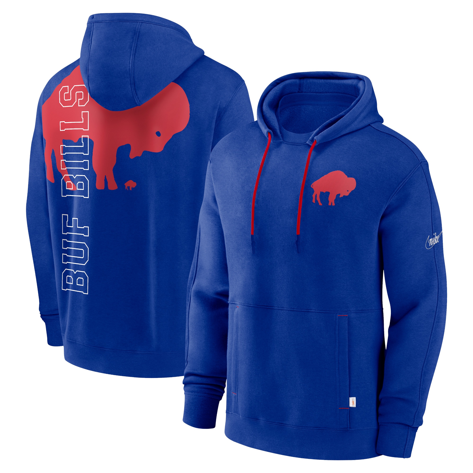Buffalo Bills Throwback Layered Logo Statement Pullover Hoodie - Royal