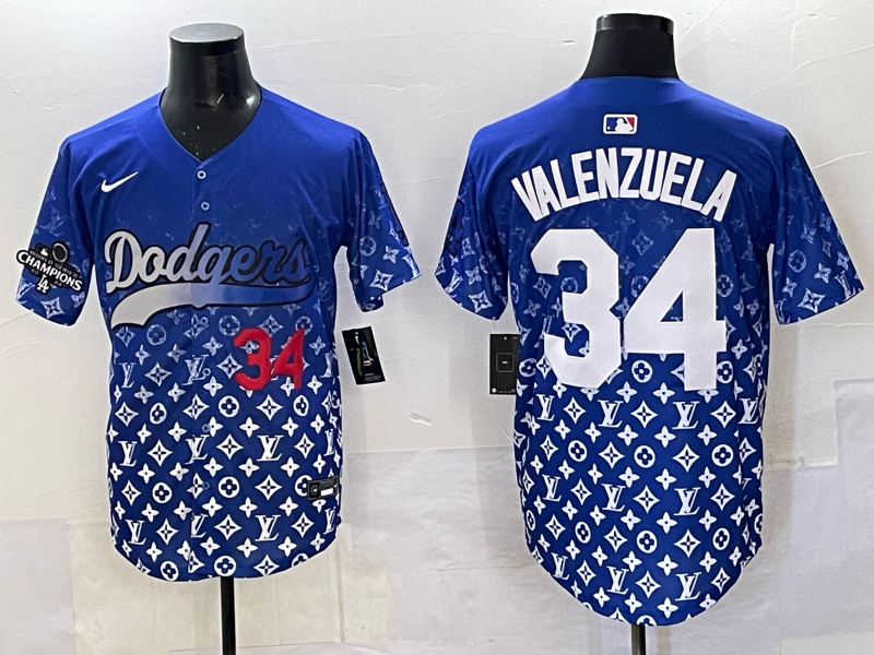 Men's #34 Fernando Valenzuela Los Angeles Dodgers 2025 Custom Cool Jersey