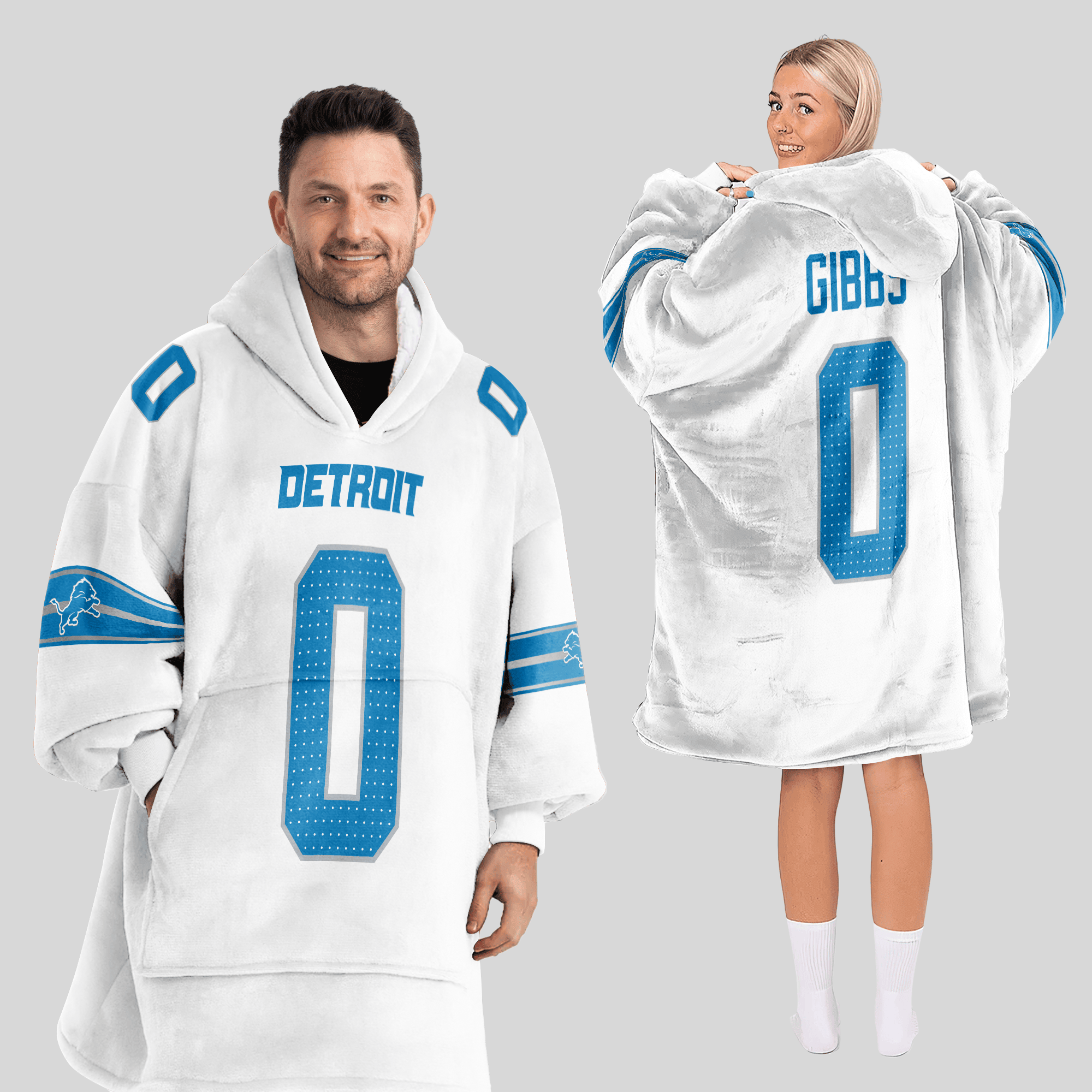 Adult 0 Detroit Football Unisex Blanket Hoodie