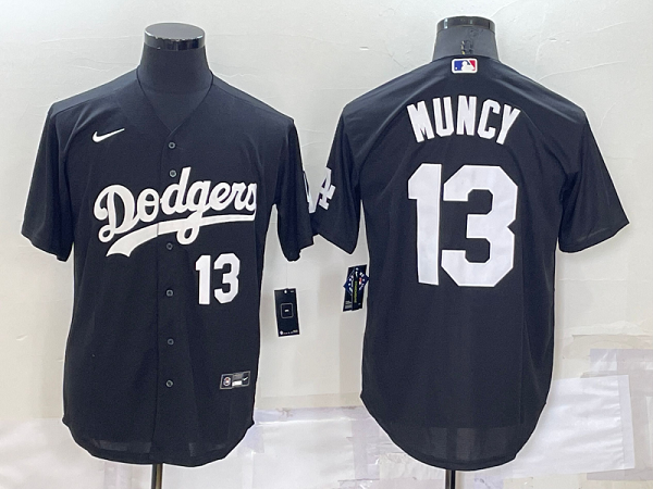 Men's  Los Angeles Dodgers #13 Max Muncy Black Stitched Cool Base MLB Jersey