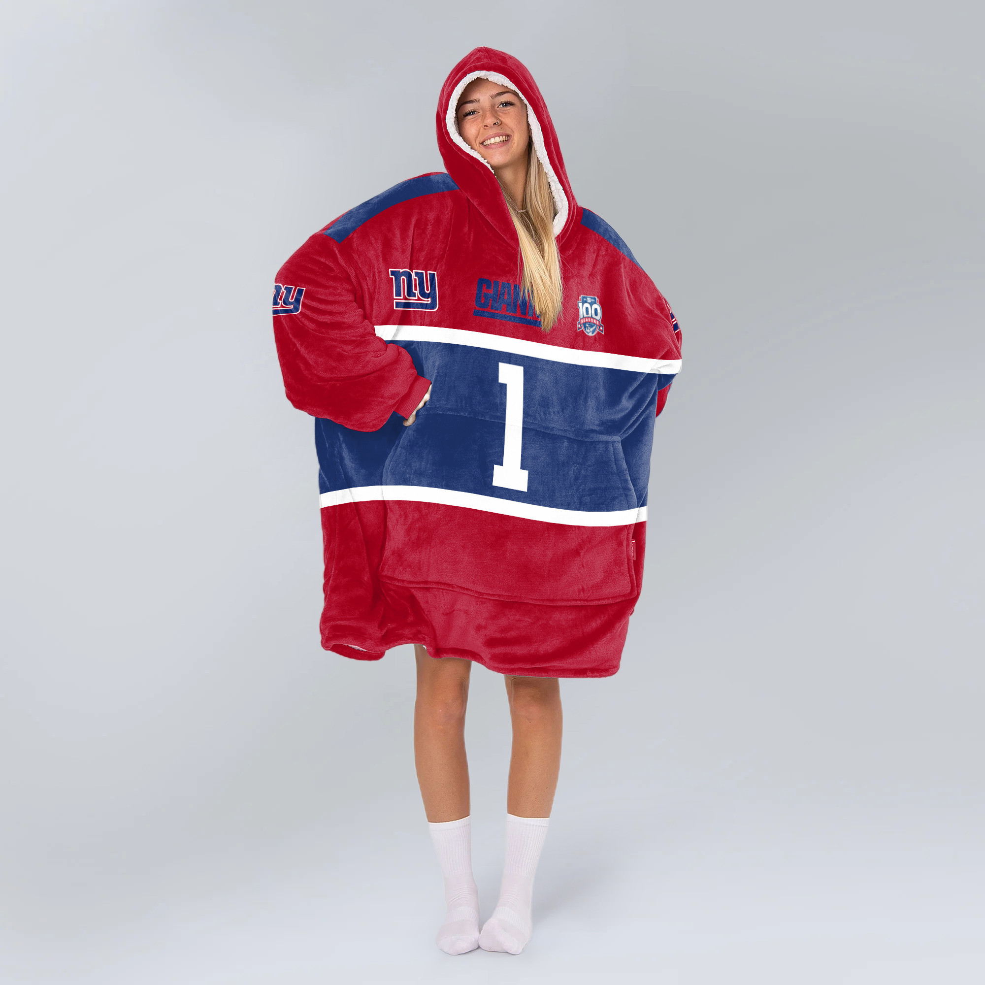 Adult MN 1 New York G Football Unisex Blanket Hoodie