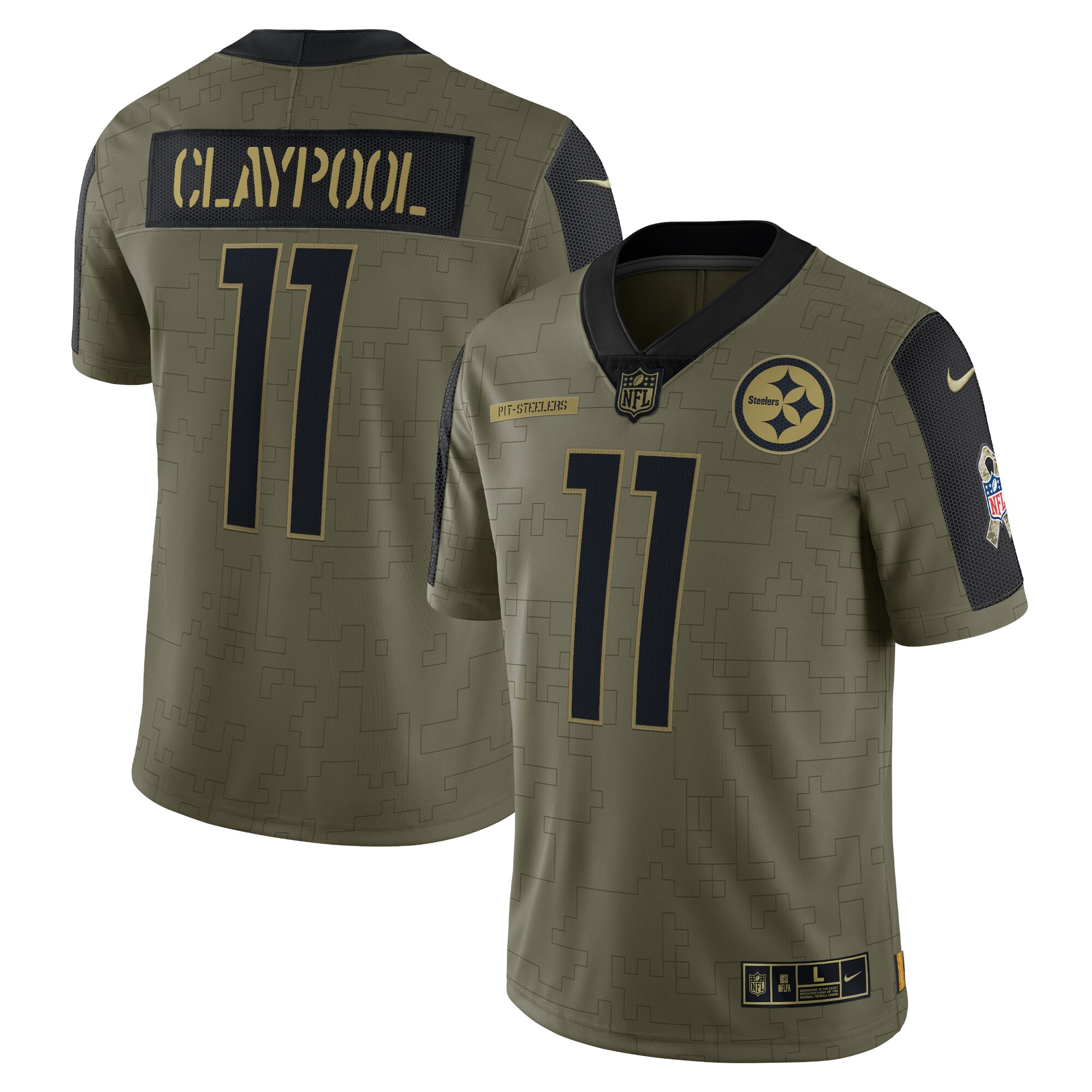 Chase Claypool Pittsburgh Steelers  2021 Salute To Service Limited Player Jersey - Olive