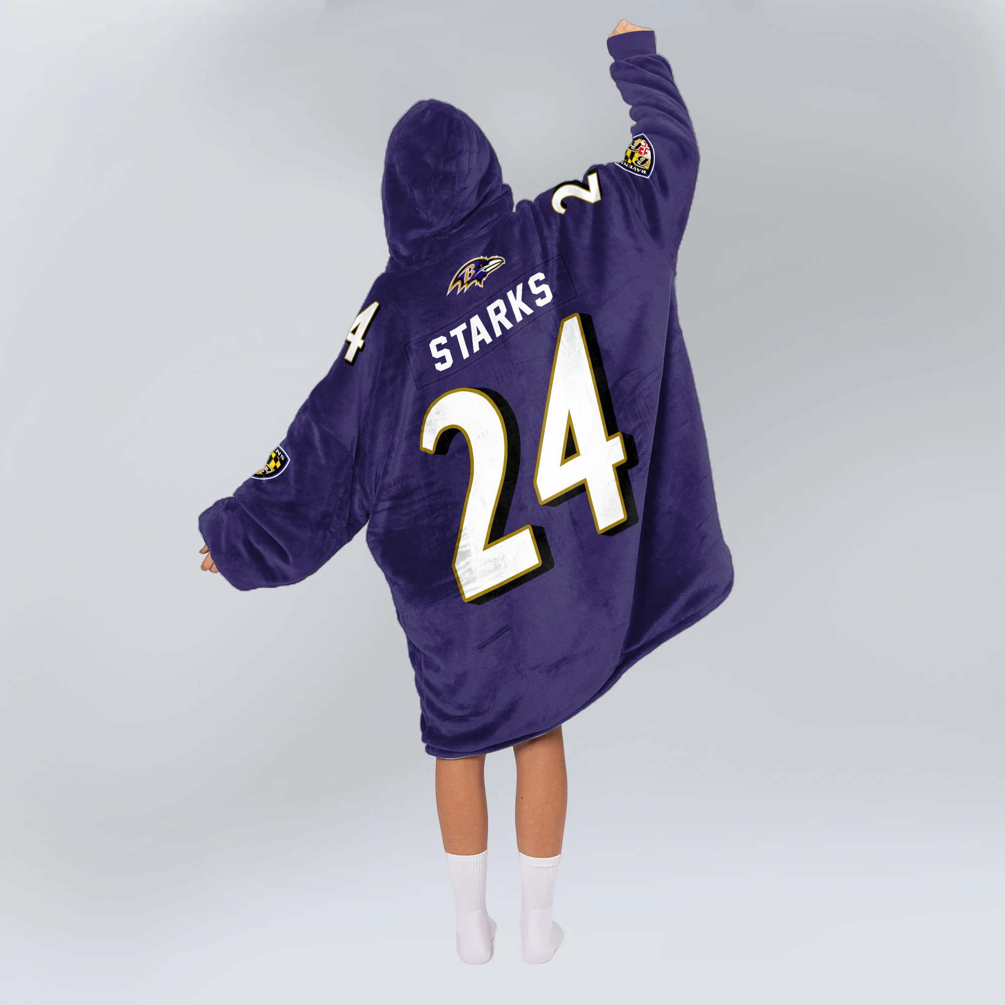 Adult 24 Baltimore Football Unisex Blanket Hoodie