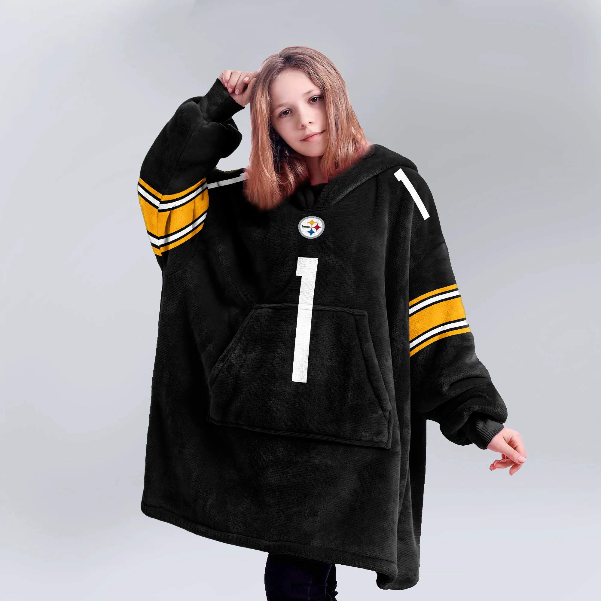 Adult S.D 1 Pittsburgh Football Unisex Blanket Hoodie