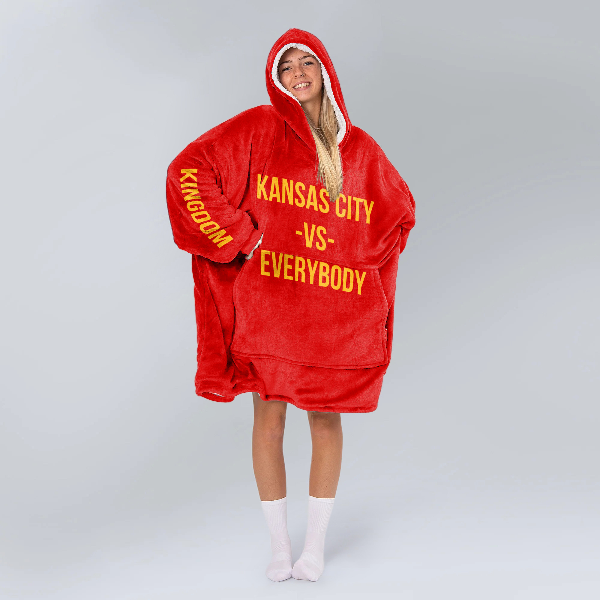 Adult 3 Peat Kansas City Football Unisex Blanket Hoodie