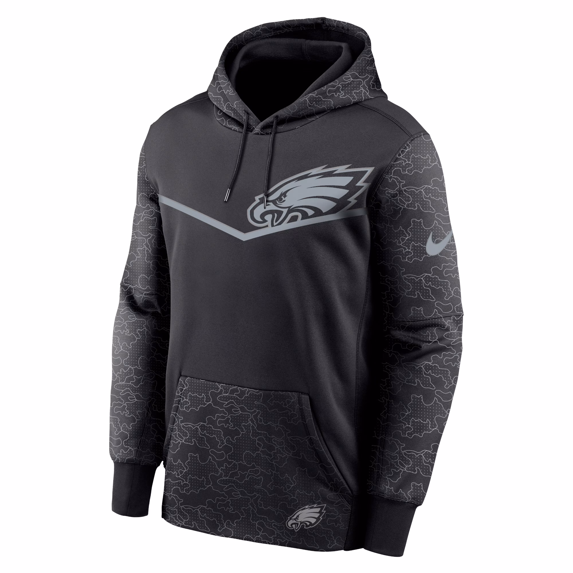 Philadelphia Eagles RFLCTV Chevron Pullover Hoodie - Black