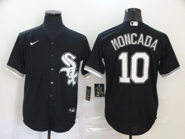 Men's Chicago White Sox #10 Yoan Moncada Black Stitched MLB Cool Base  Jersey