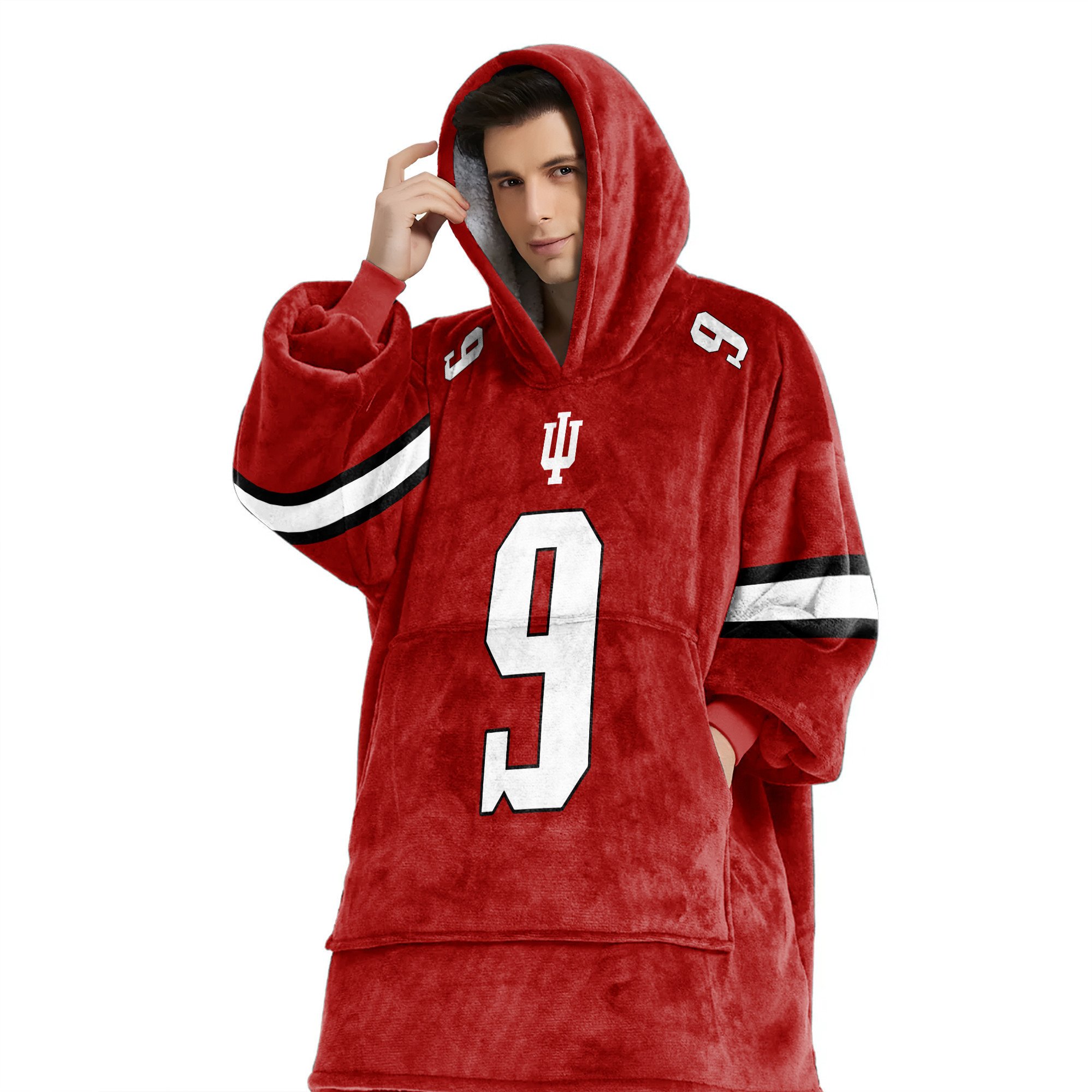 Adult #9 Indiana Football Unisex Blanket Hoodie