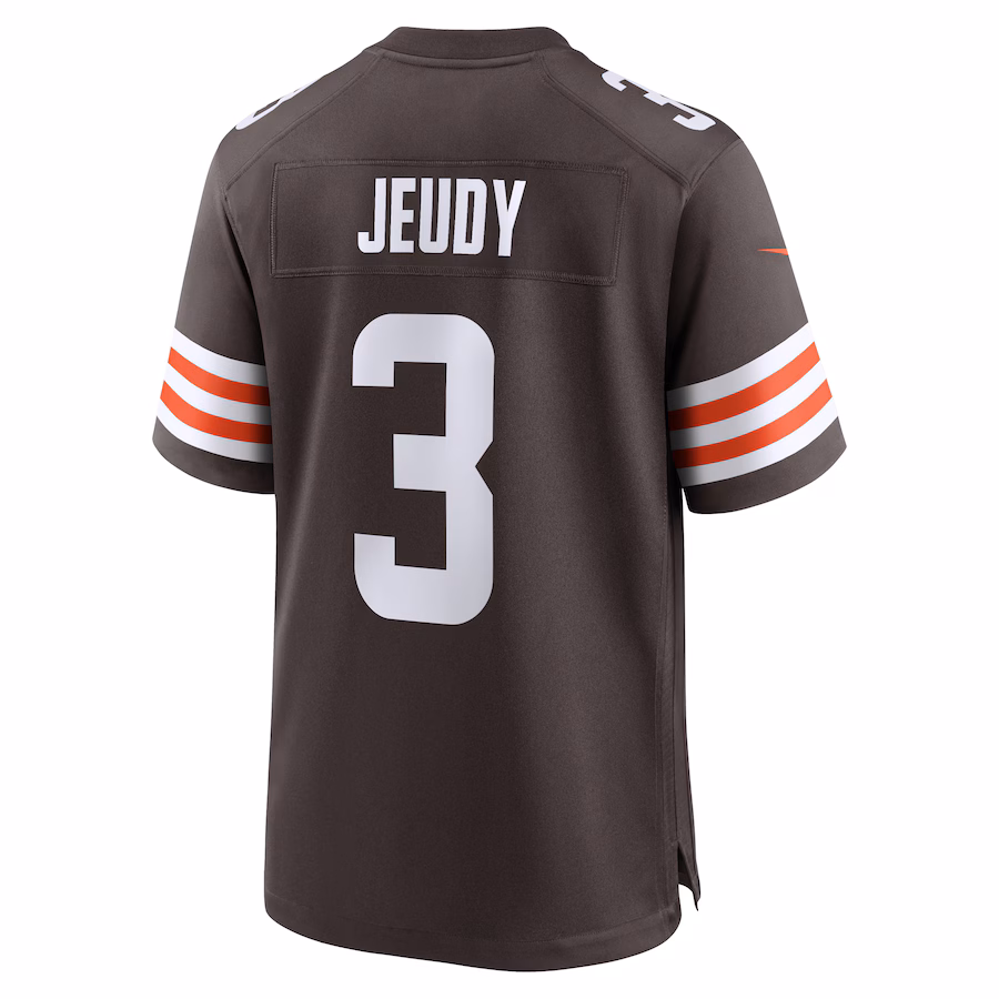 Men's Jerry Jeudy #3 Brown Cleveland Browns Game Jersey