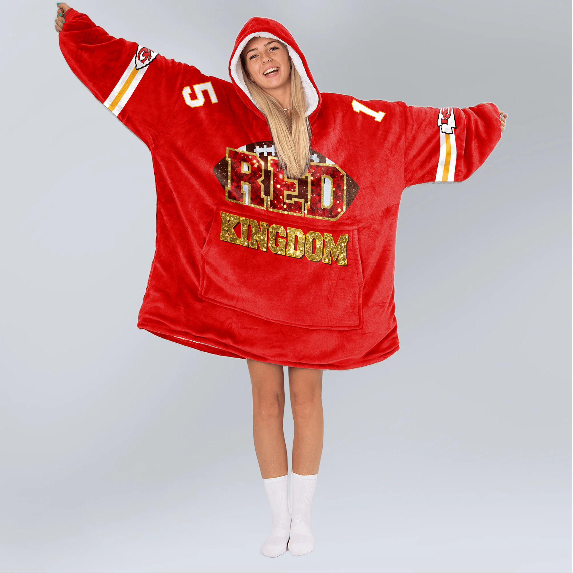 Red Kingdom Kansas City Football Unisex Blanket Hoodie