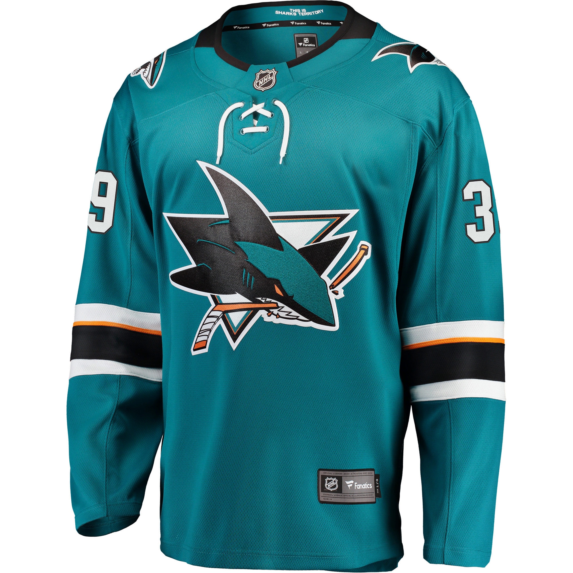 Logan Couture San Jose Sharks 2021/22 Home Premier Breakaway Player Jersey - Teal