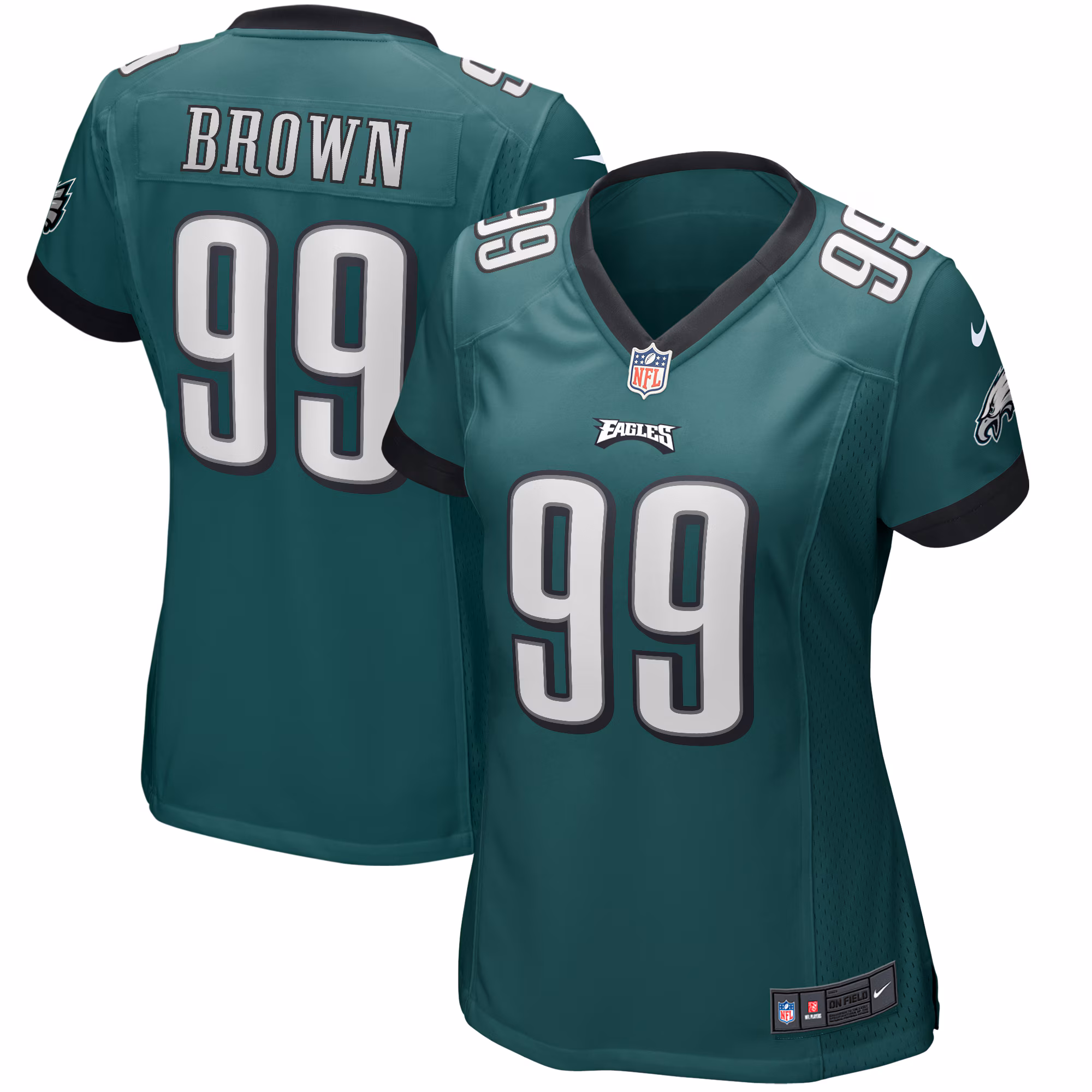 Jerome Brown Philadelphia Eagles Women's Game Retired Player Jersey - Midnight Green
