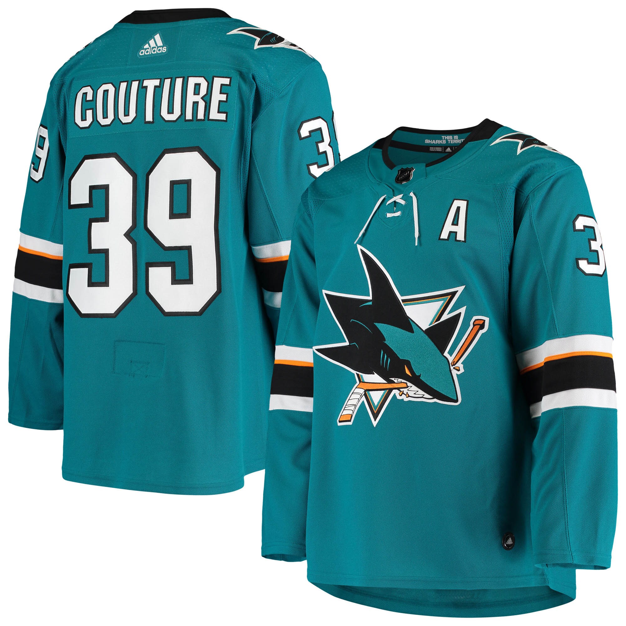 Logan Couture San Jose Sharks  Home Authentic Alternate Captain Player Jersey - Teal