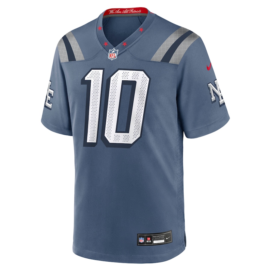 Drake Maye #10 New England Patriots 2025 Rivalries Collection Game Jersey - Storm Blue