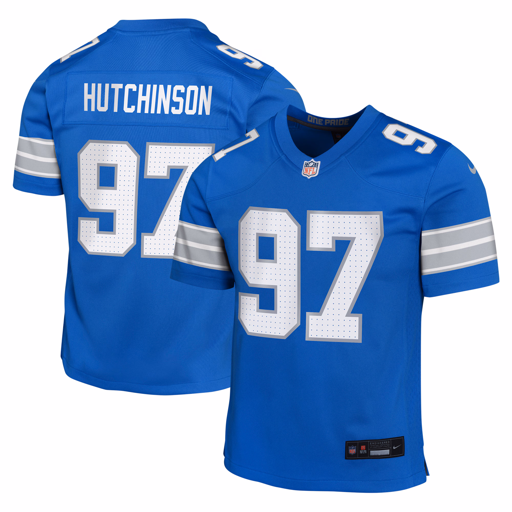 Aidan Hutchinson Detroit Lions Youth Team Player Game Jersey - Blue