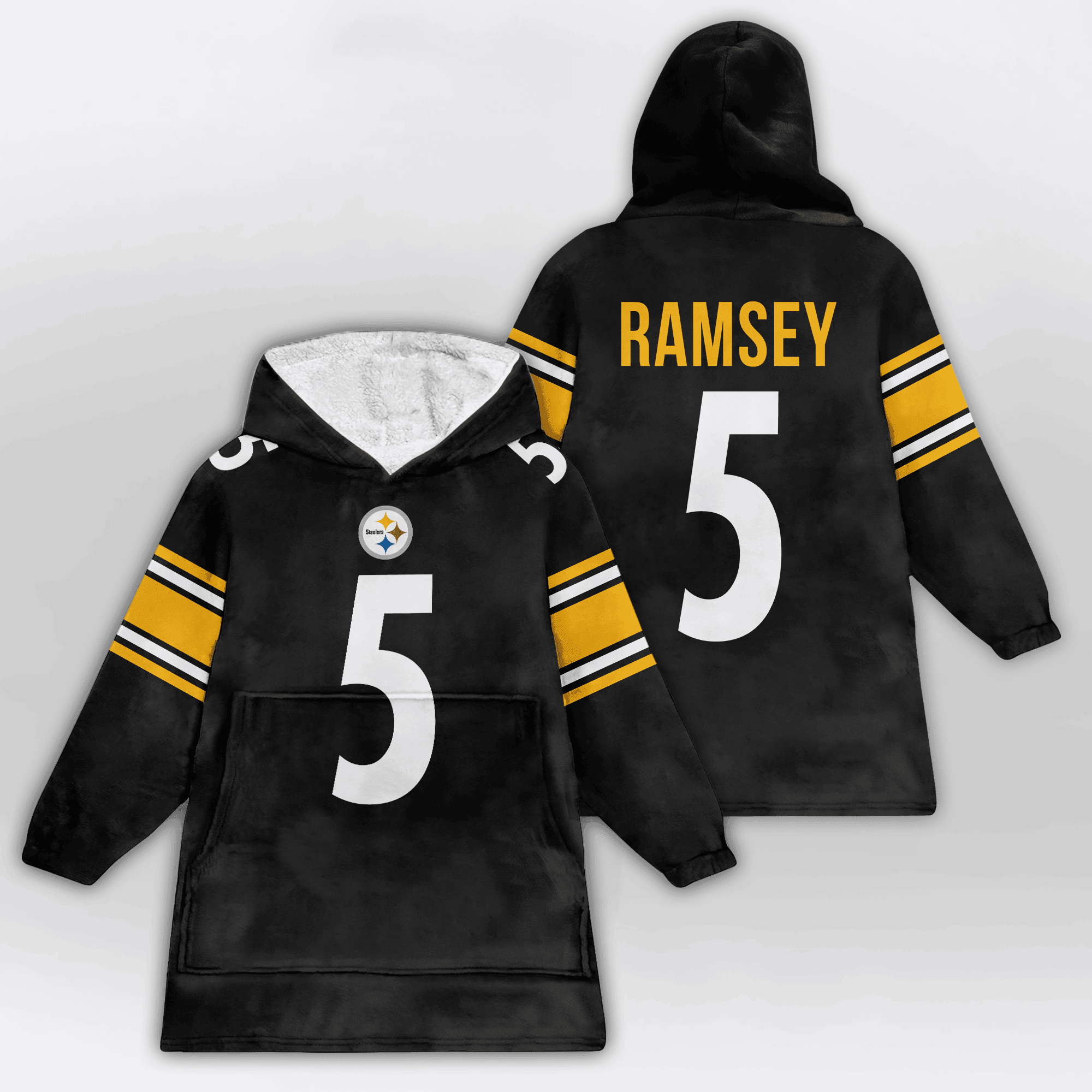 Kid 5 Pittsburgh Football Unisex Blanket Hoodie