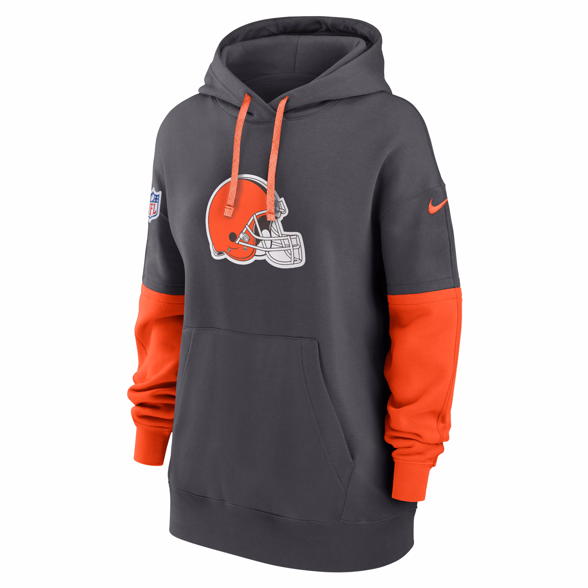 Cleveland Browns Women's 2024 Sideline Essential Fleece Pullover Hoodie - Anthracite