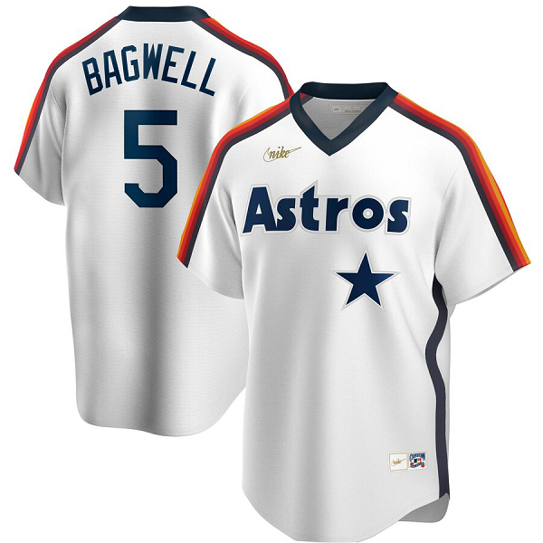Men's  Houston Astros #5 Jeff Bagwell Home Cooperstown Collection Logo Player White MLB Jersey