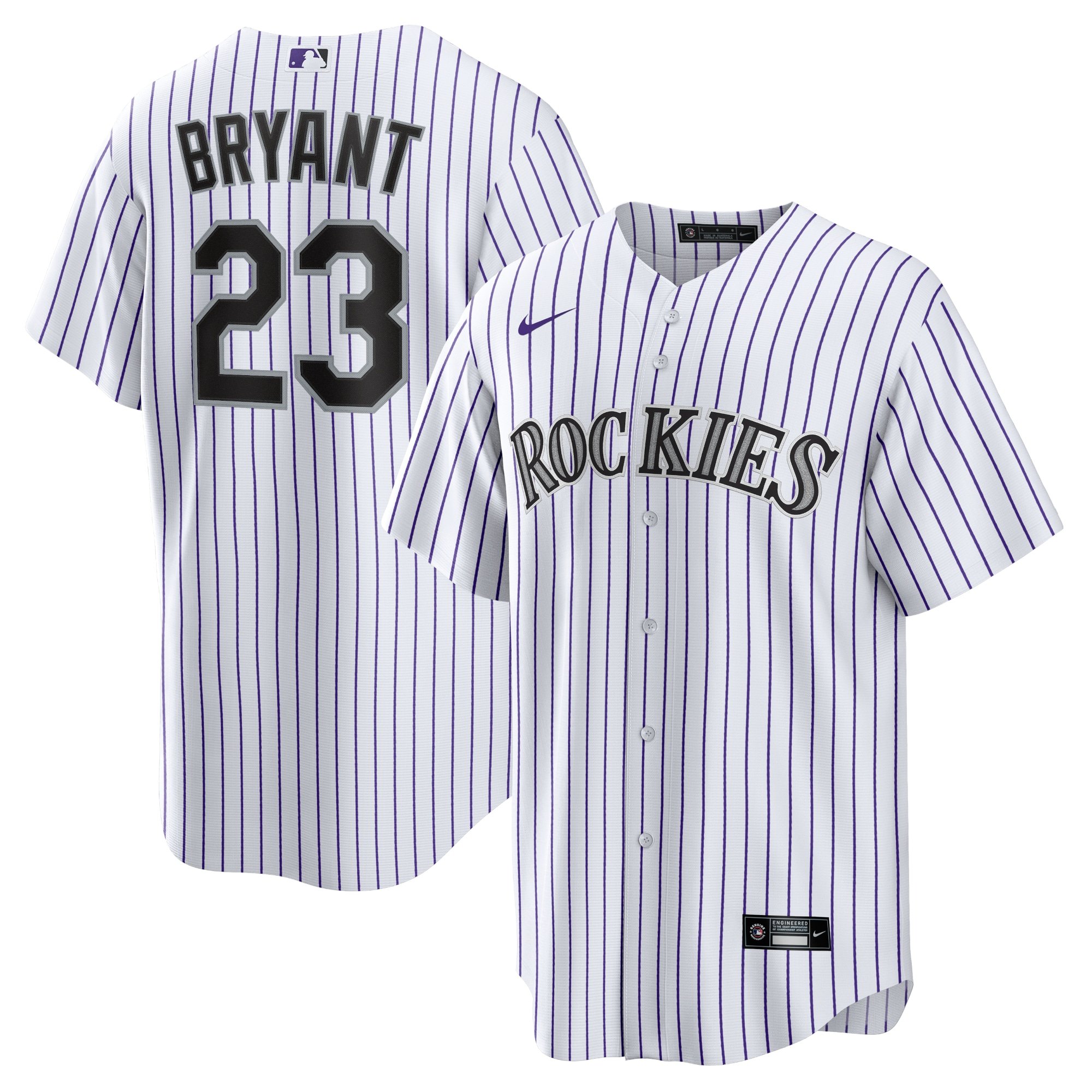 Men's Colorado Rockies Kris Bryant  White/Purple Replica Player Jersey