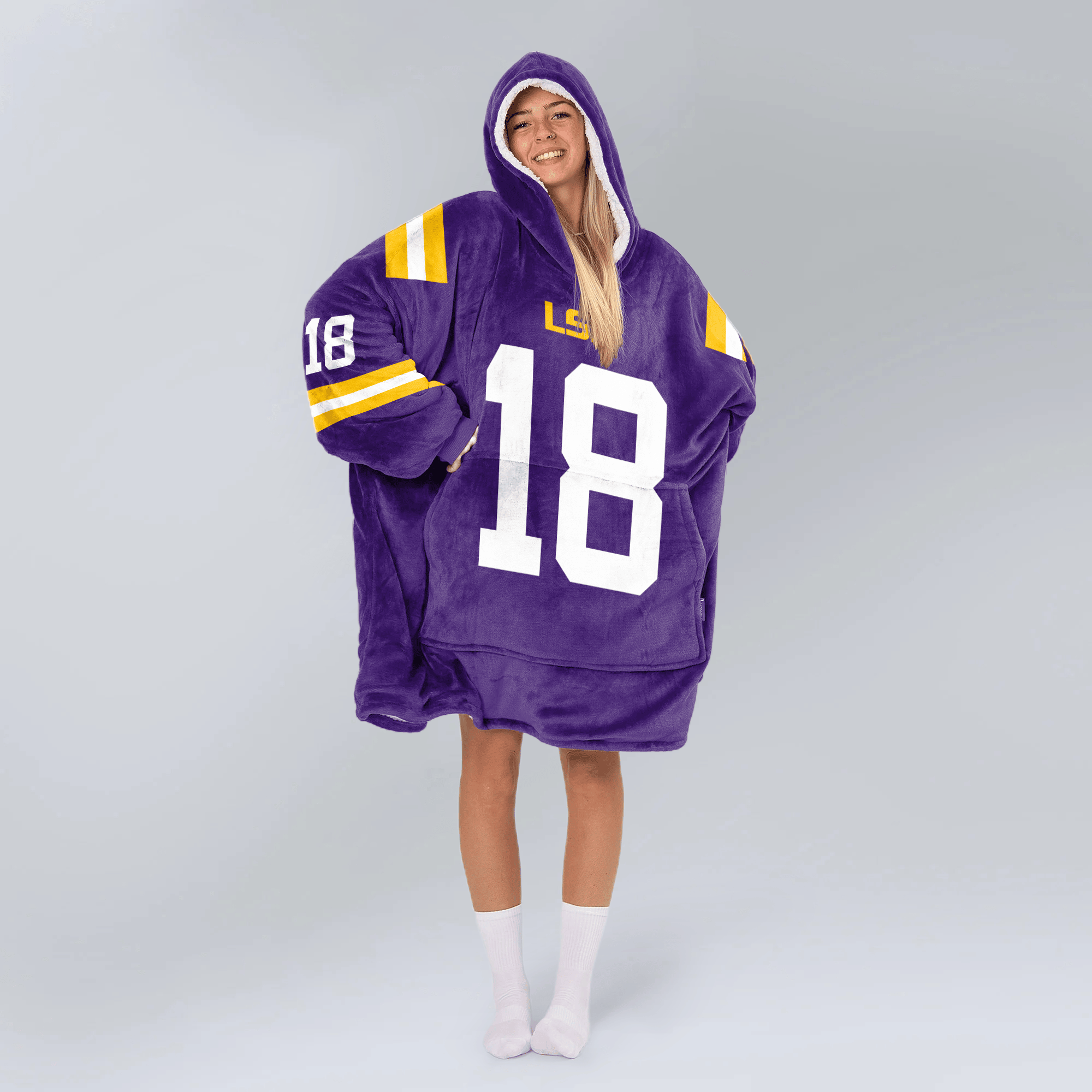Adult G.N 18 LSU Football Unisex Blanket Hoodie