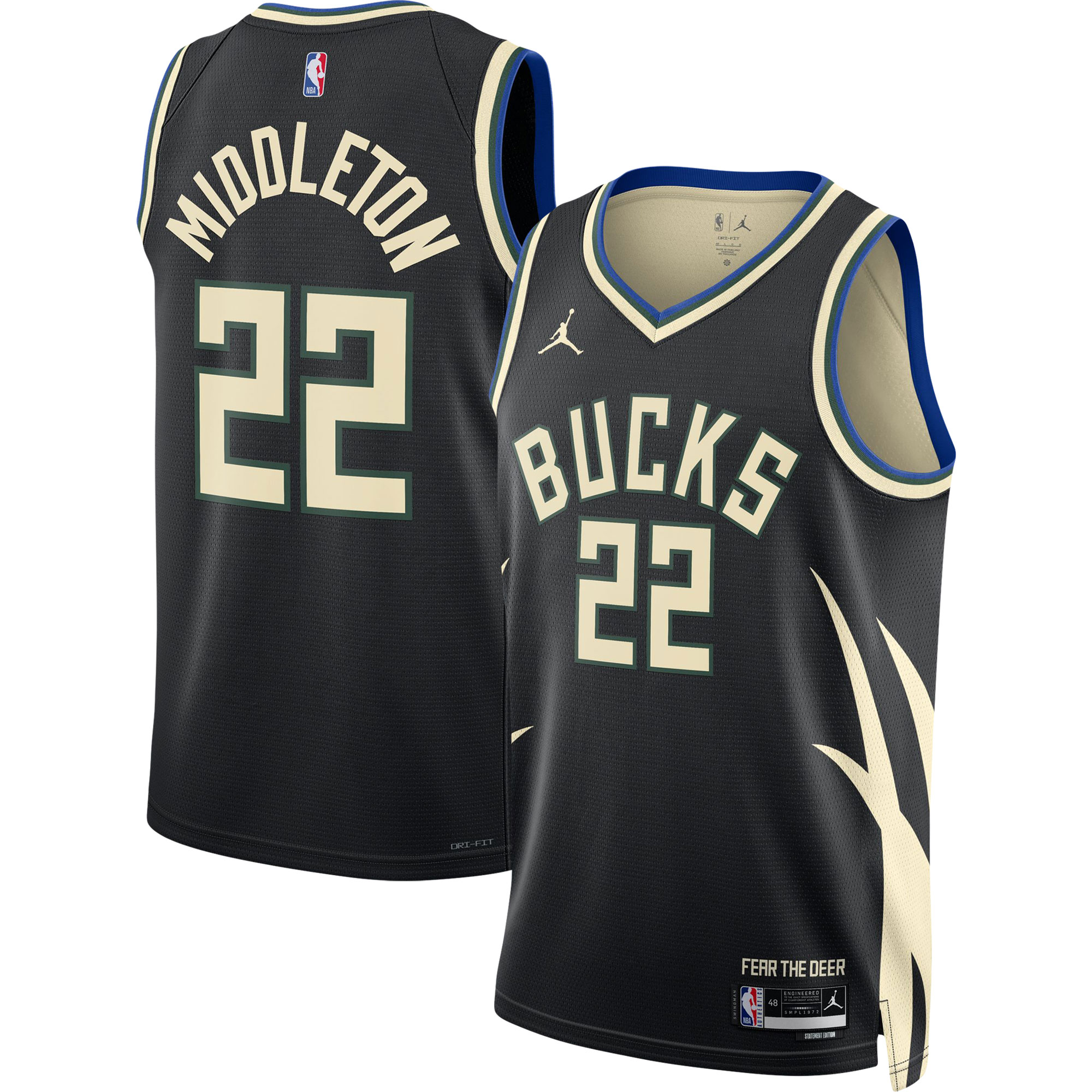 Khris Middleton 2022/23 Milwaukee Bucks  Unisex Swingman Jersey - Statement Edition - Black