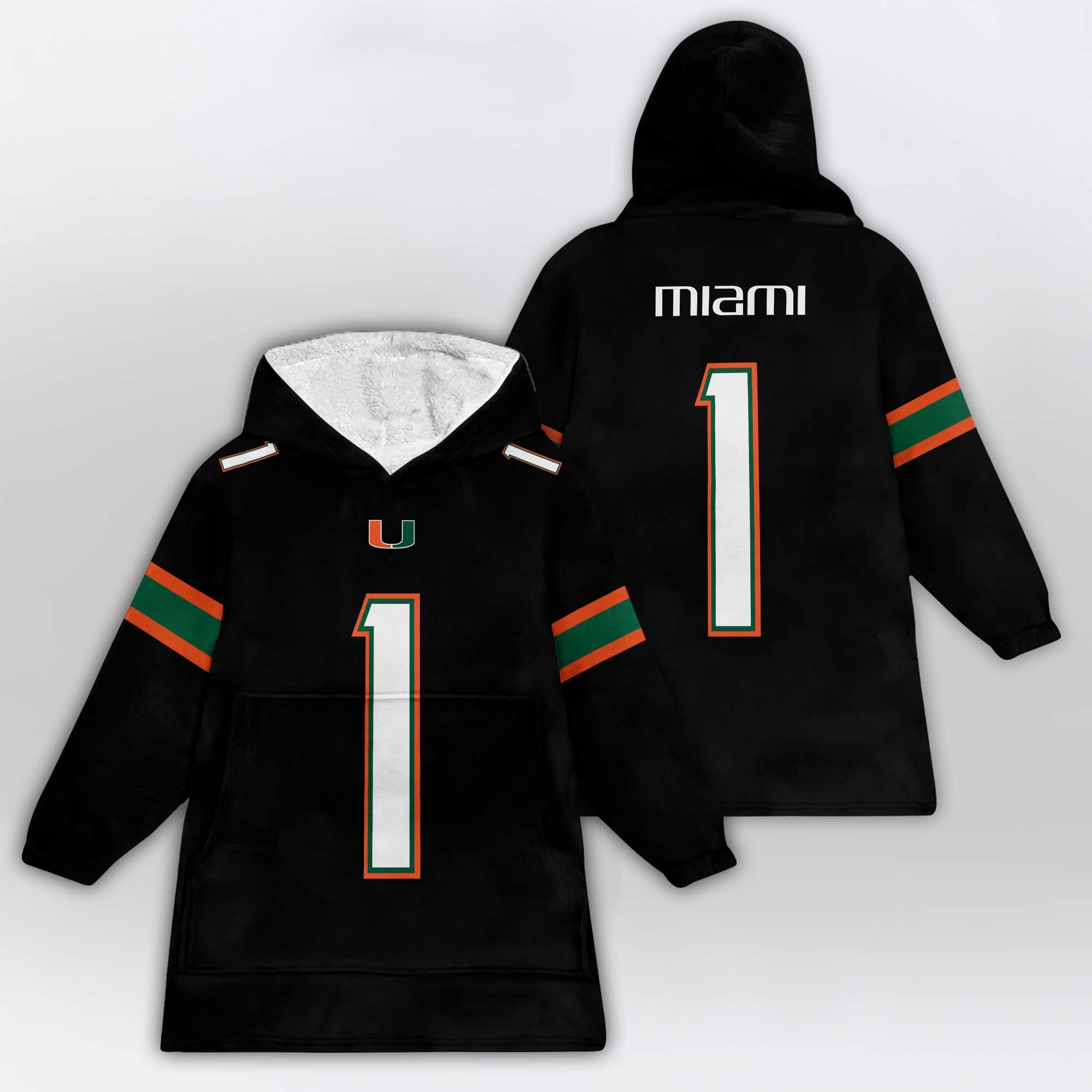 Adult #1 Miami Football Unisex Blanket Hoodie