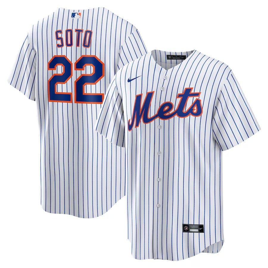 Men's #22 New York Mets Juan Soto  White Home Replica Player Jersey