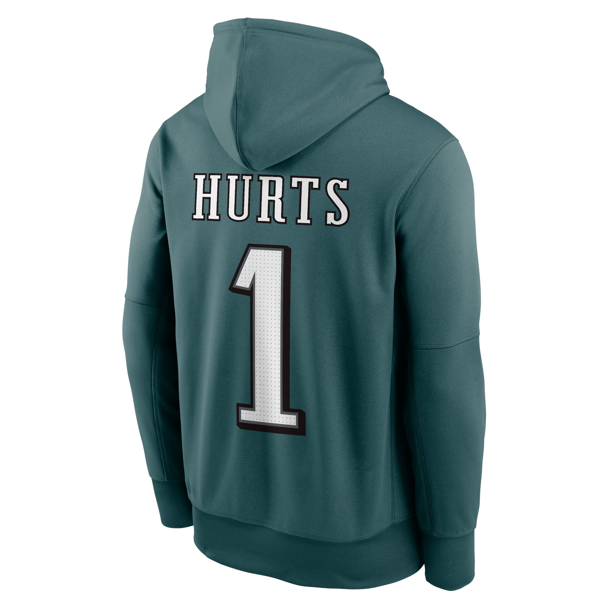 Jalen Hurts Philadelphia Eagles #1 Player Name & Number Performance Pullover Hoodie - Midnight Green