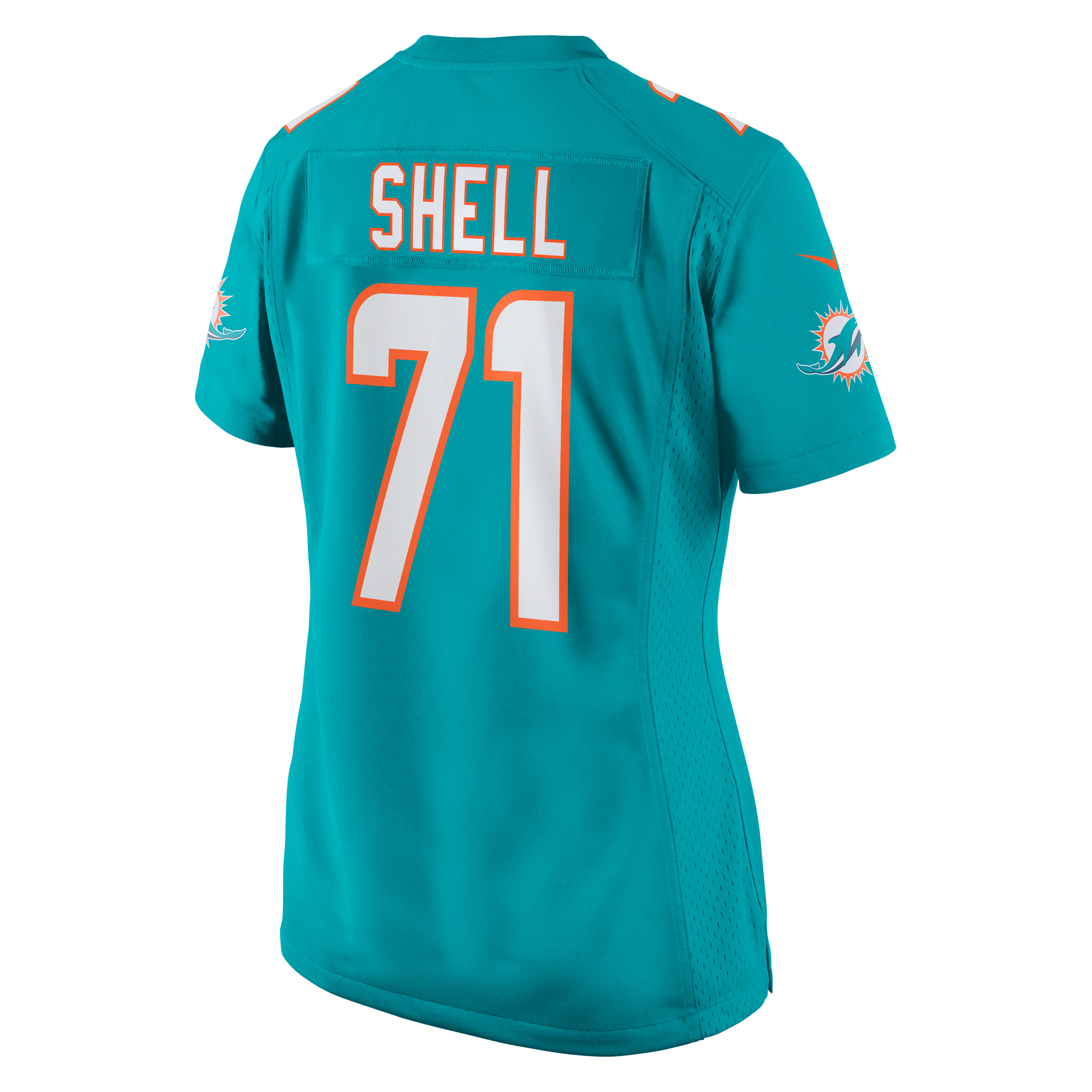 Brandon Shell Miami Dolphins Women's Home Game Player Jersey - Aqua