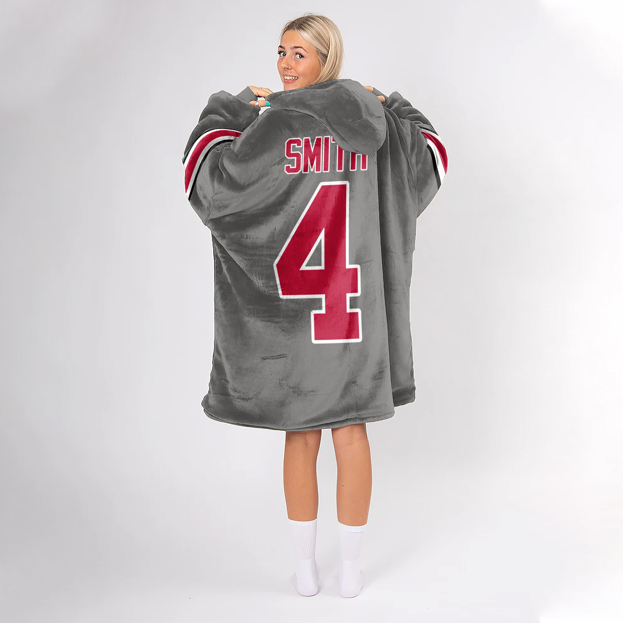 Adult 4 Ohio State Football Unisex Blanket Hoodie