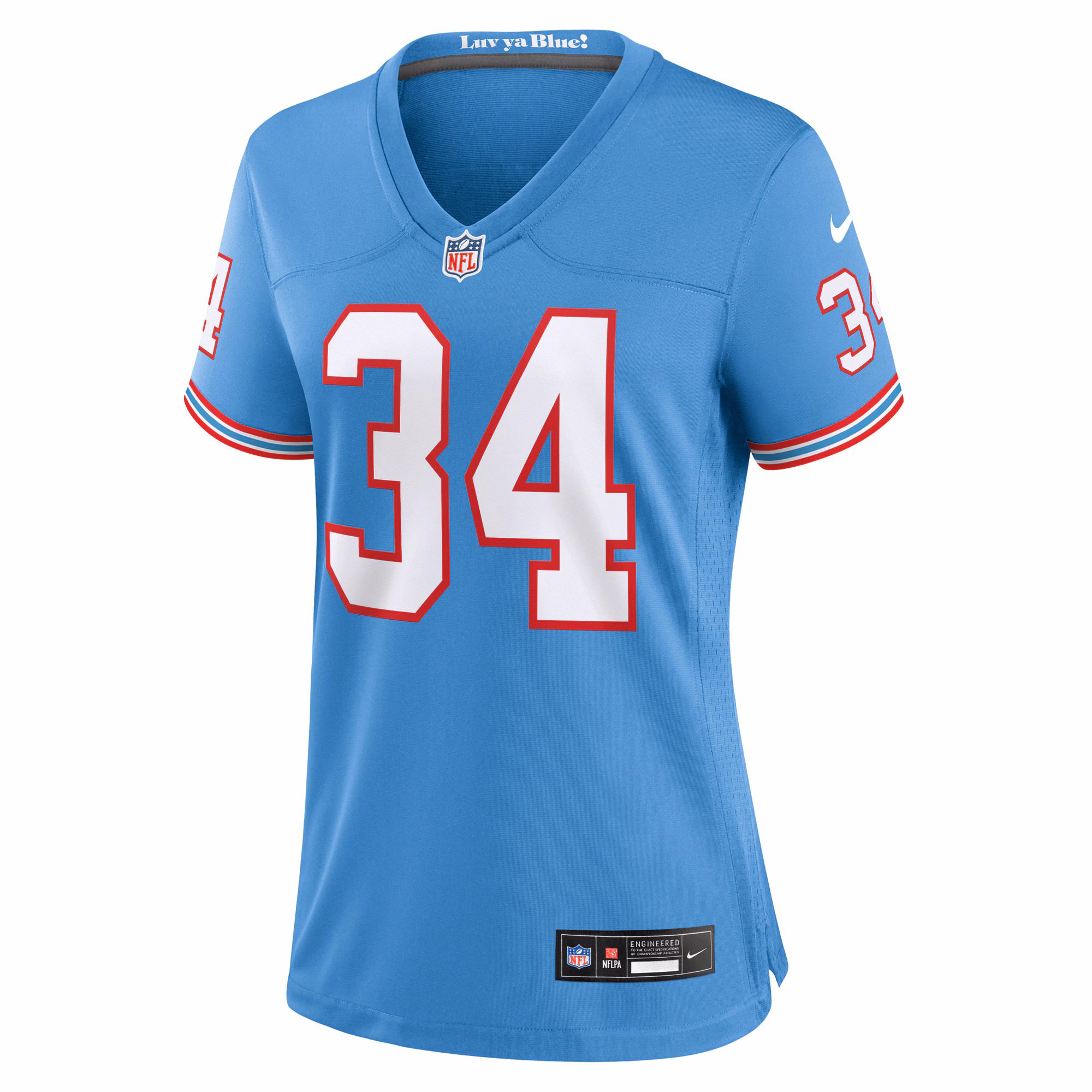 Earl Campbell Tennessee Titans Women's Oilers Throwback Retired Player Game Jersey - Light Blue
