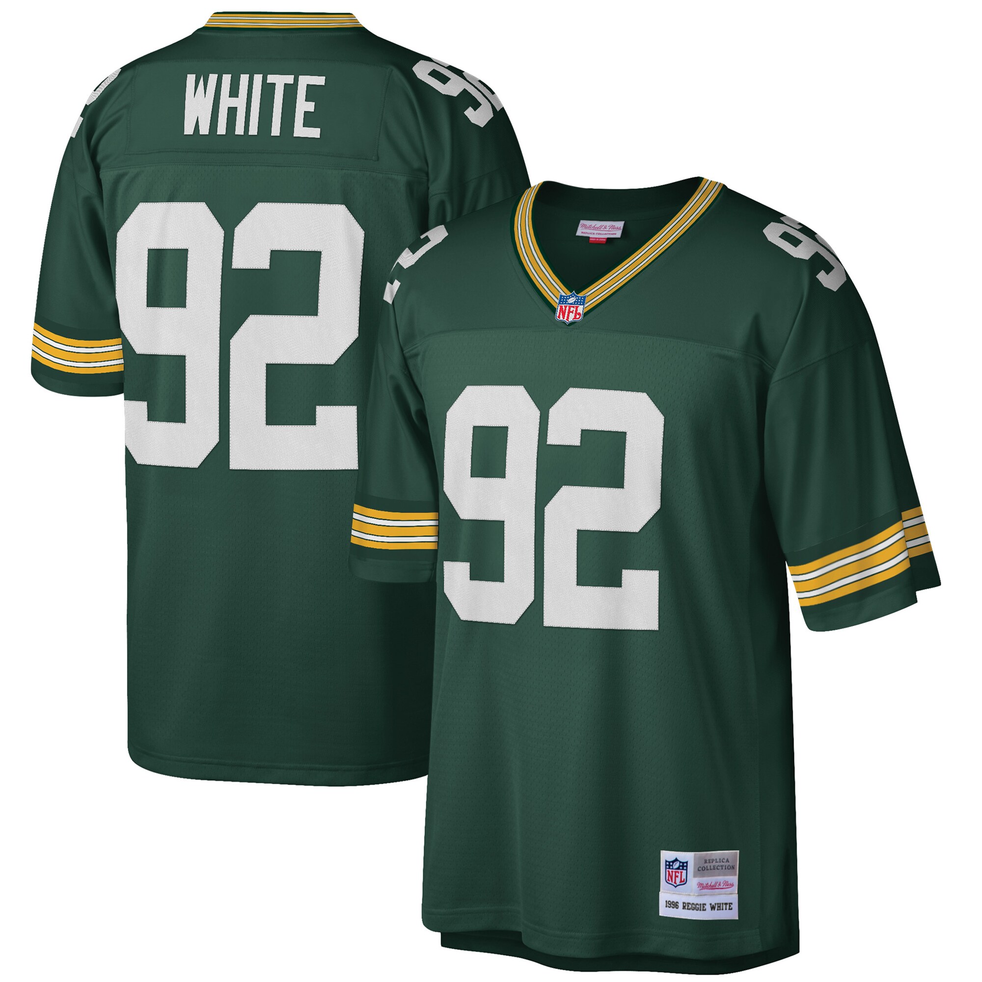 Reggie White Green Bay Packers  Big & Tall 1996 Retired Player Replica Jersey - Green