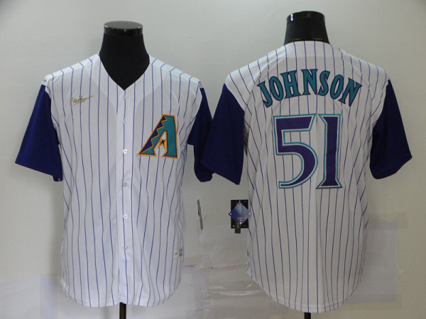Men's Diamondbacks 51 Randy Johnson White  2020 Cool Base Jersey