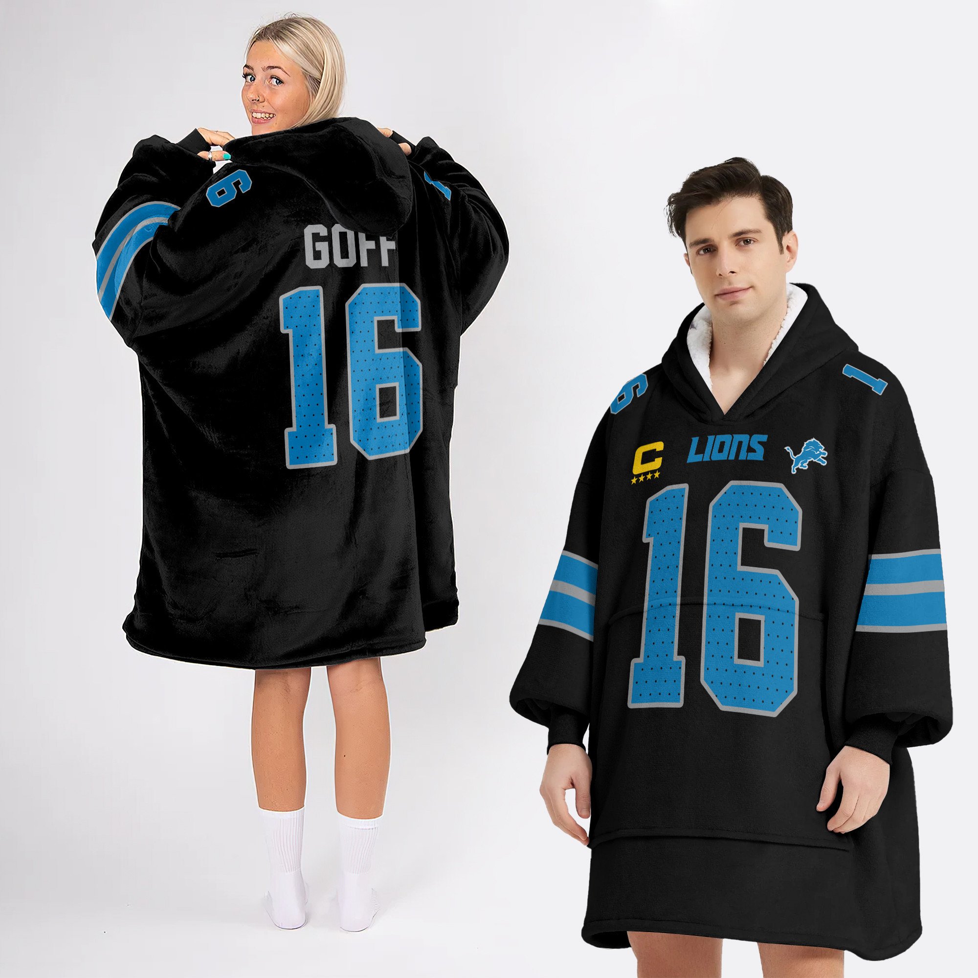 Adult J G 16 Detroit Lions Football Unisex Blanket Hoodie