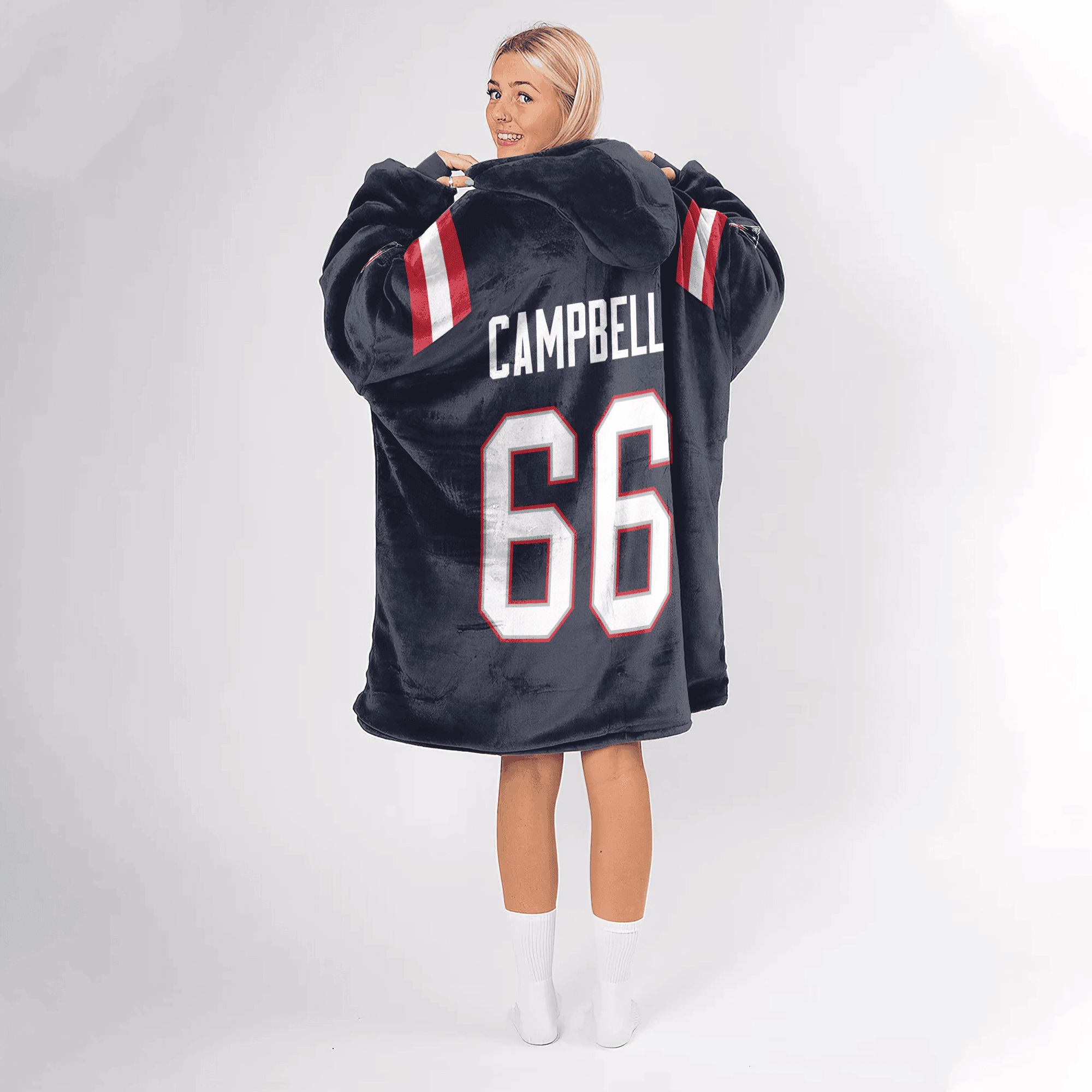 Adult 66 New England Football Unisex Blanket Hoodie