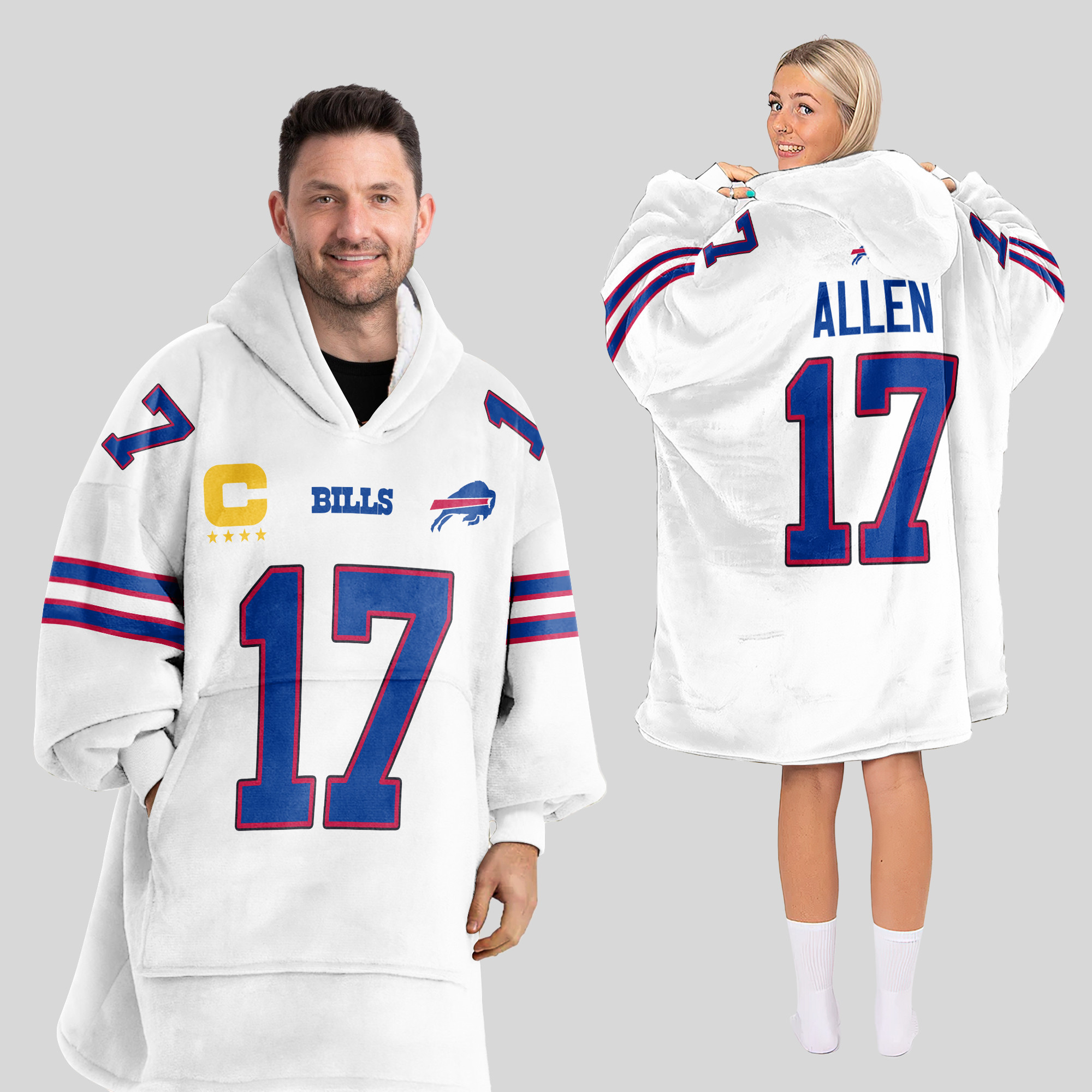 Adult Captain J.A 17 Buffalo Football Unisex Blanket Hoodie