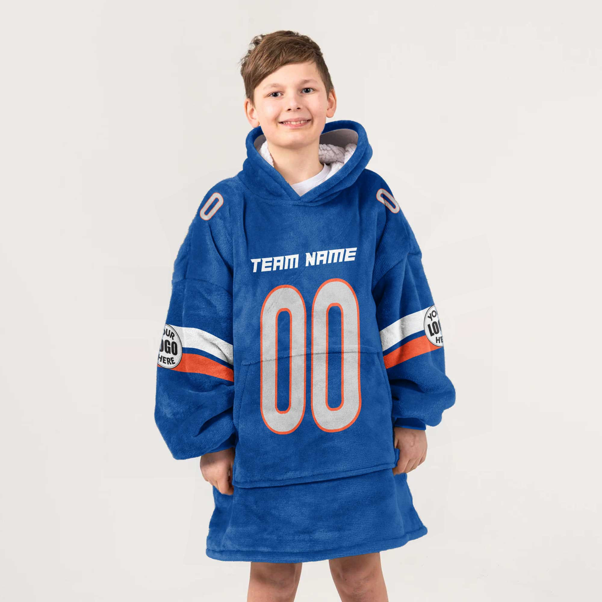 Adult Custom Blanket Hoodie Boise State Inspired Color
