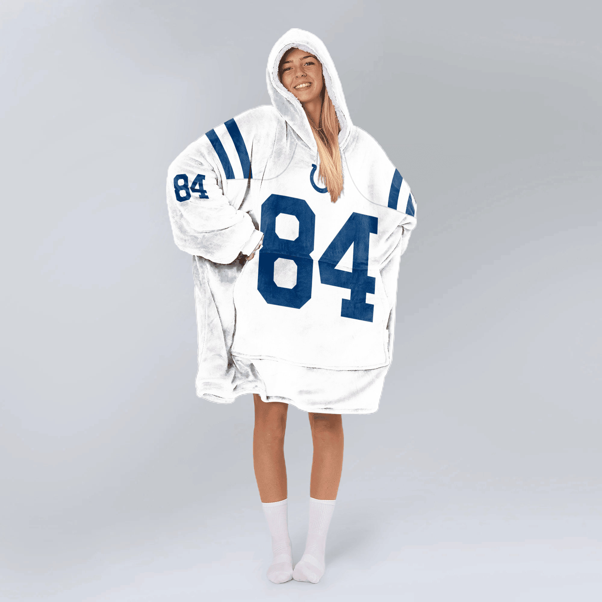 Adult 84 Indianapolis Football Unisex Blanket Hoodie