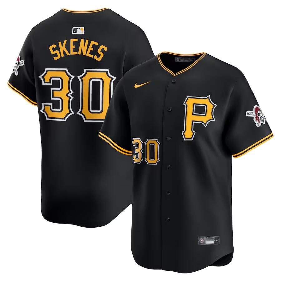Men's Pittsburgh Pirates #30 Paul Skenes  Black Alternate Limited Player Jersey