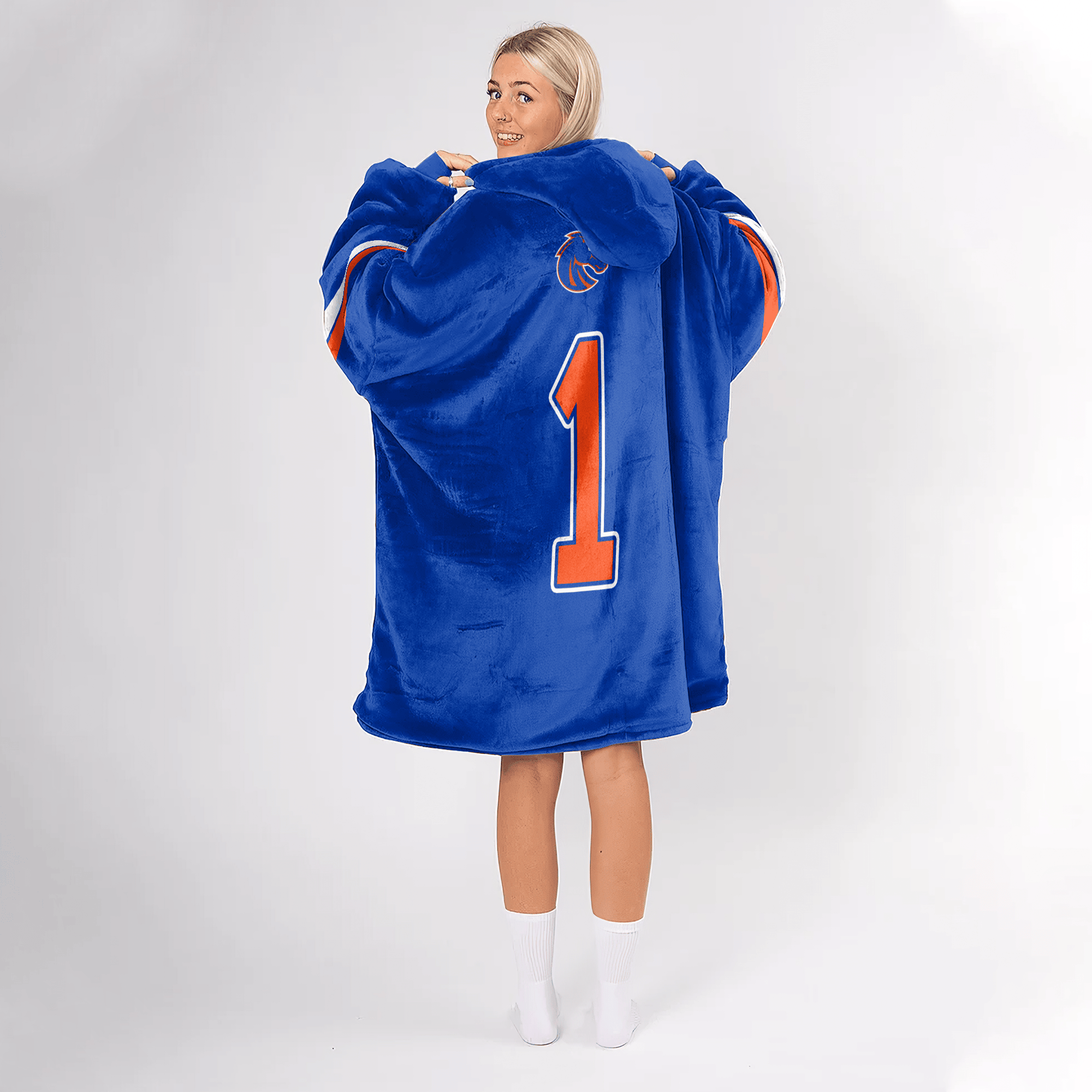 Adult #1 Boise State Football Unisex Blanket Hoodie