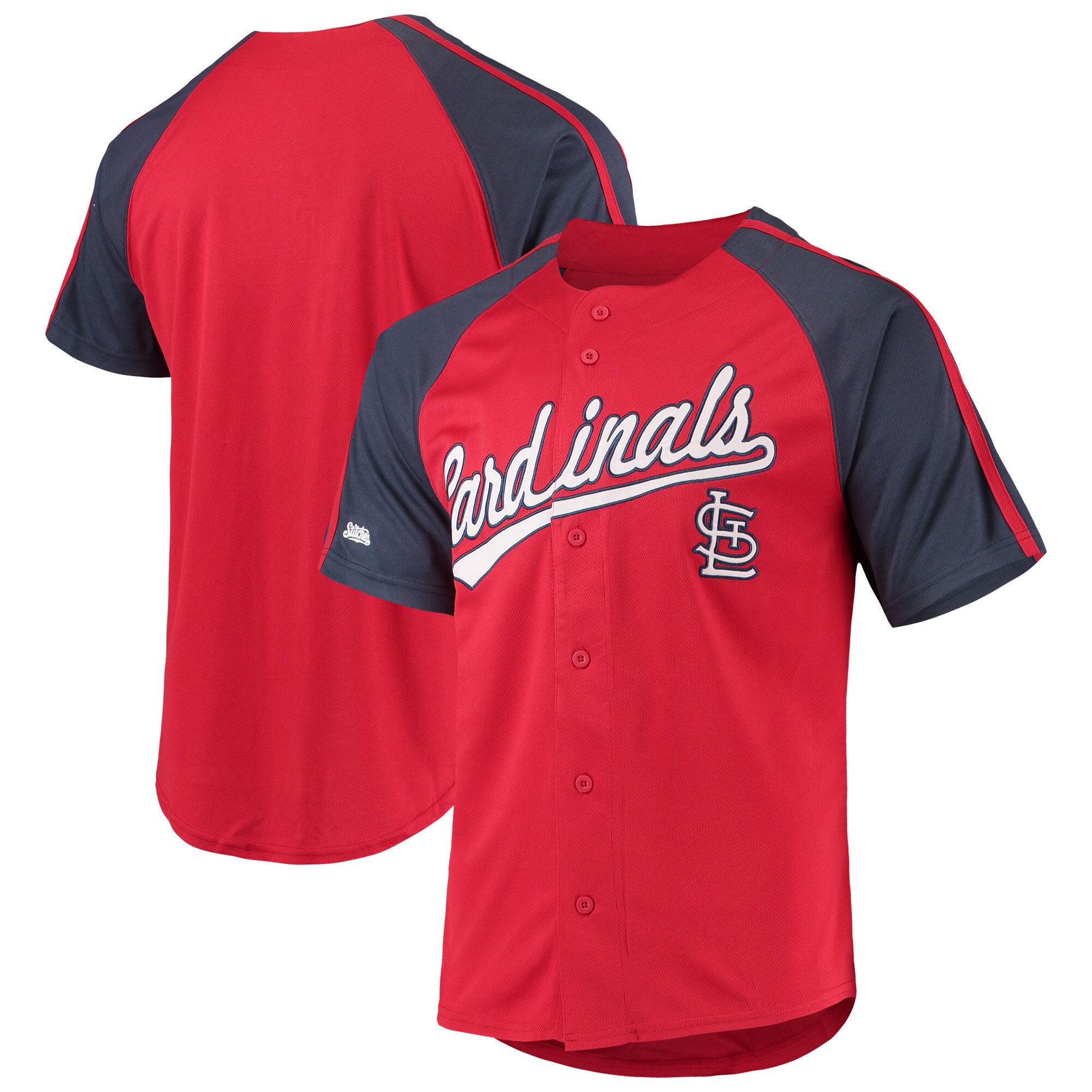 St.Louis Cardinals  Button-Down Raglan Replica Jersey - Red