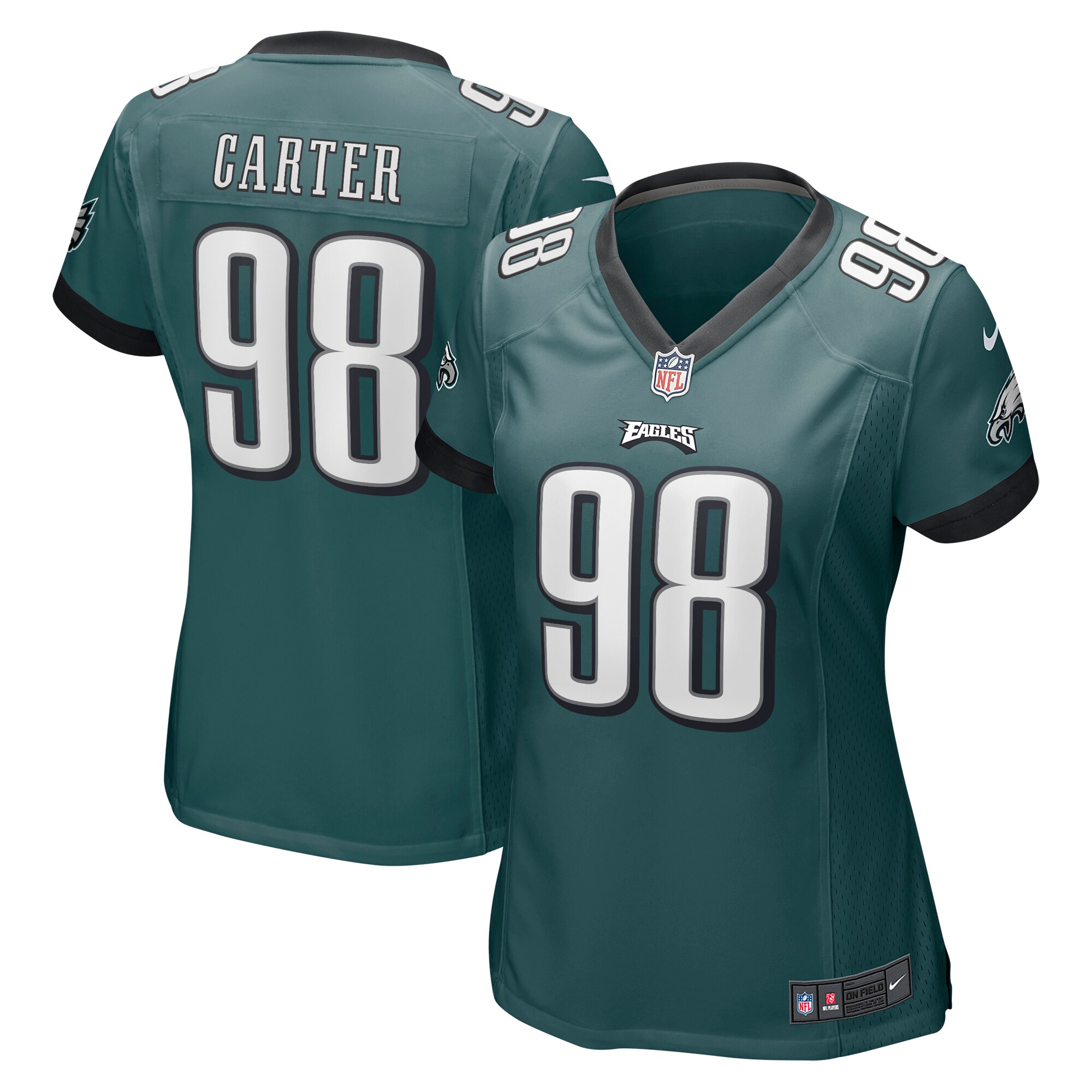 Jalen Carter Philadelphia Eagles  Women's 2023 NFL Draft First Round Pick Game Jersey - Midnight Green