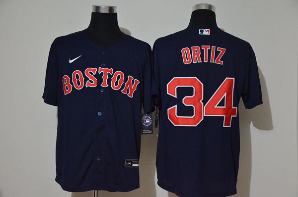 Men's Boston Red Sox #34 David Ortiz Navy Blue Stitched MLB Cool Base  Jersey