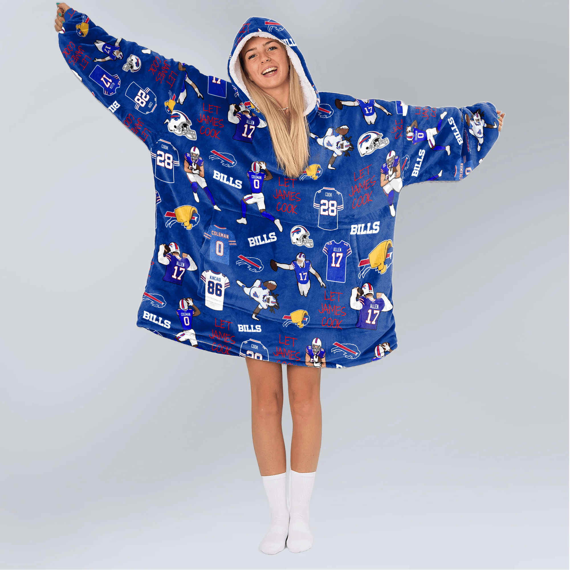 Buffalo Football Full Patterns Unisex Blanket Hoodie