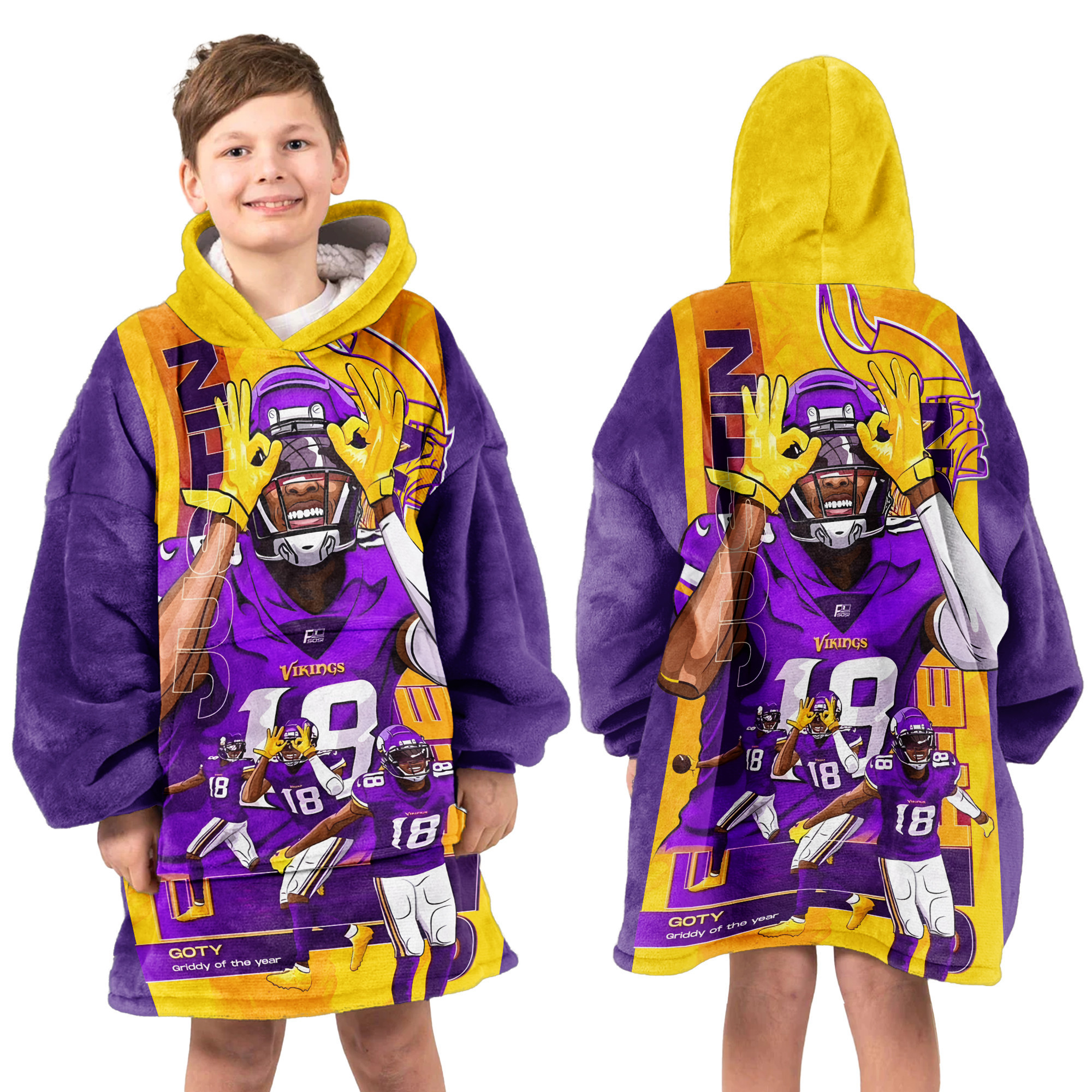 Adult JJ 18 Minnesota Football Unisex Blanket Hoodie