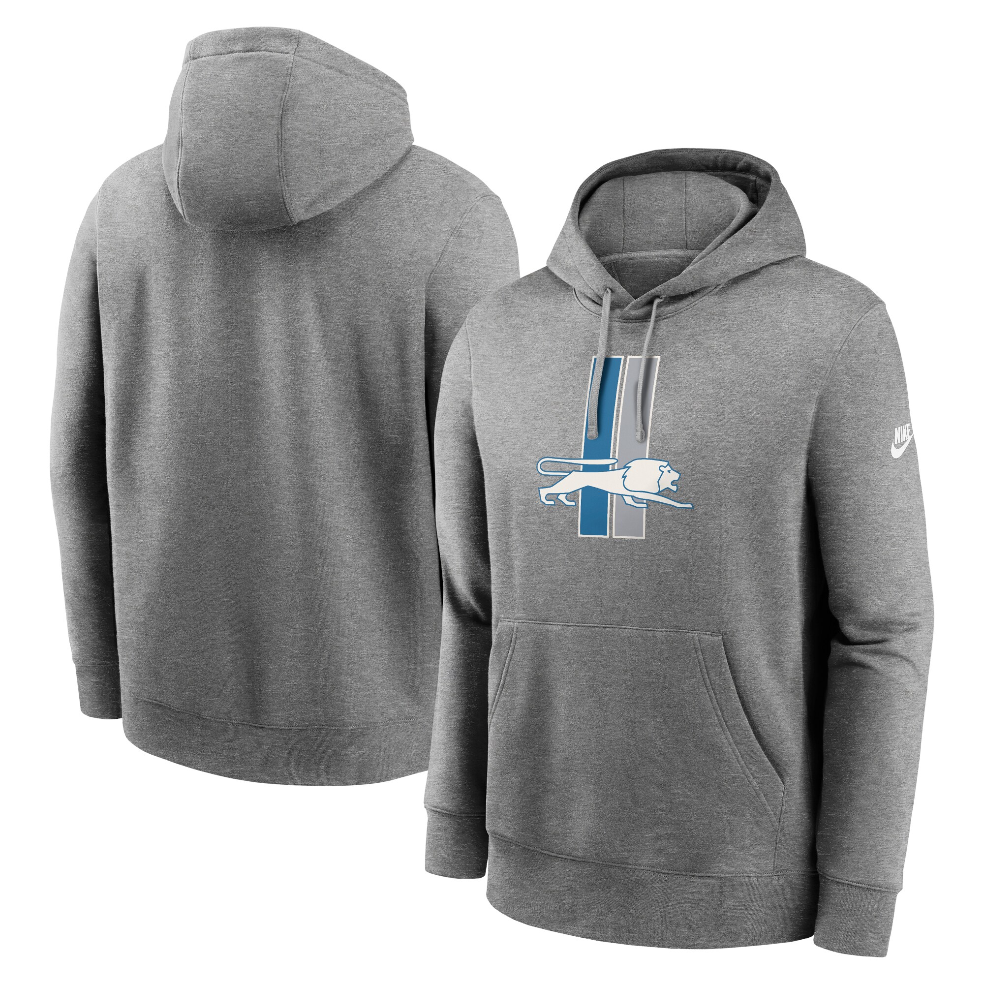 Detroit Lions Rewind Club Logo Pullover Hoodie - Heather Gray