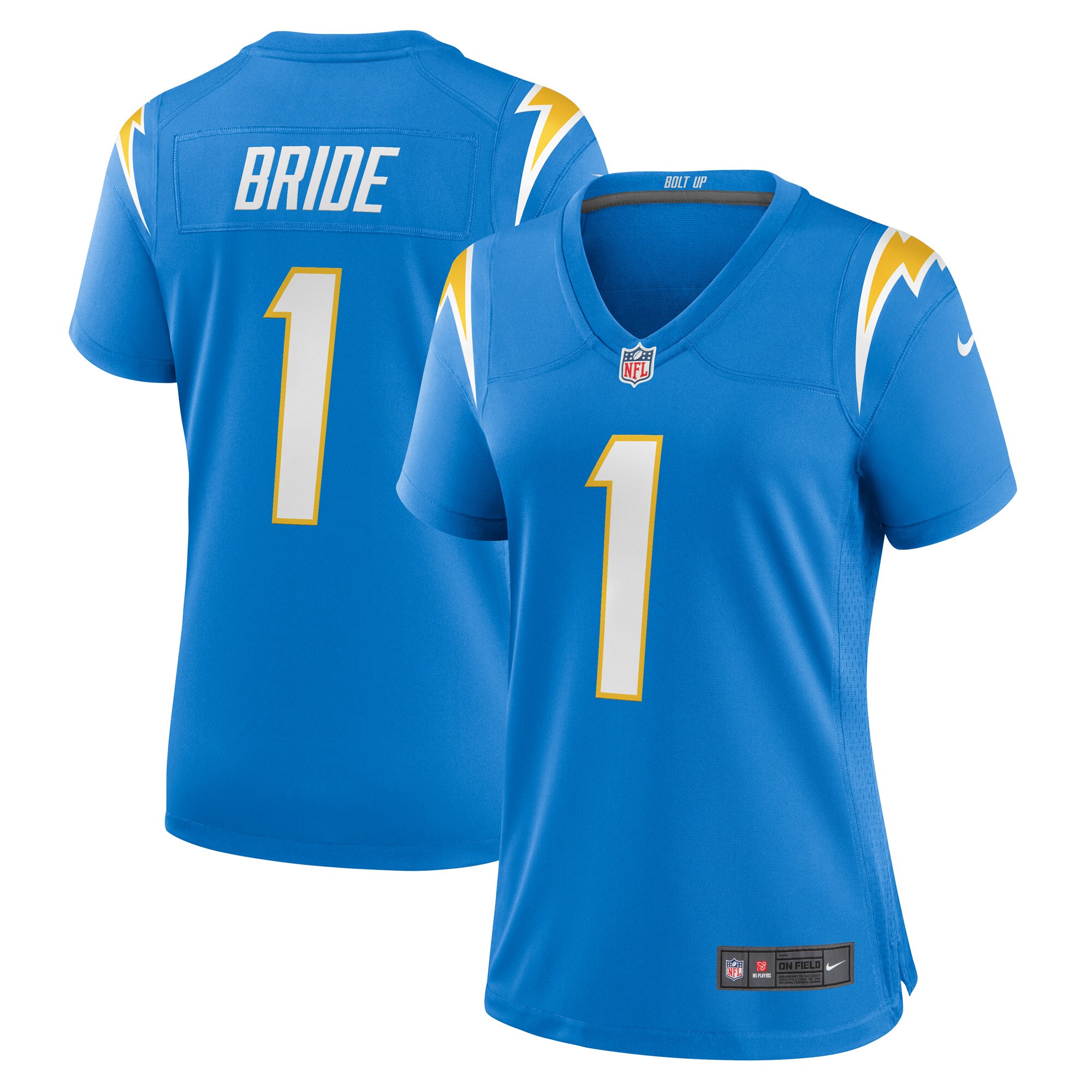 Number 1 Bride Los Angeles Chargers Women's Game Jersey - Powder Blue