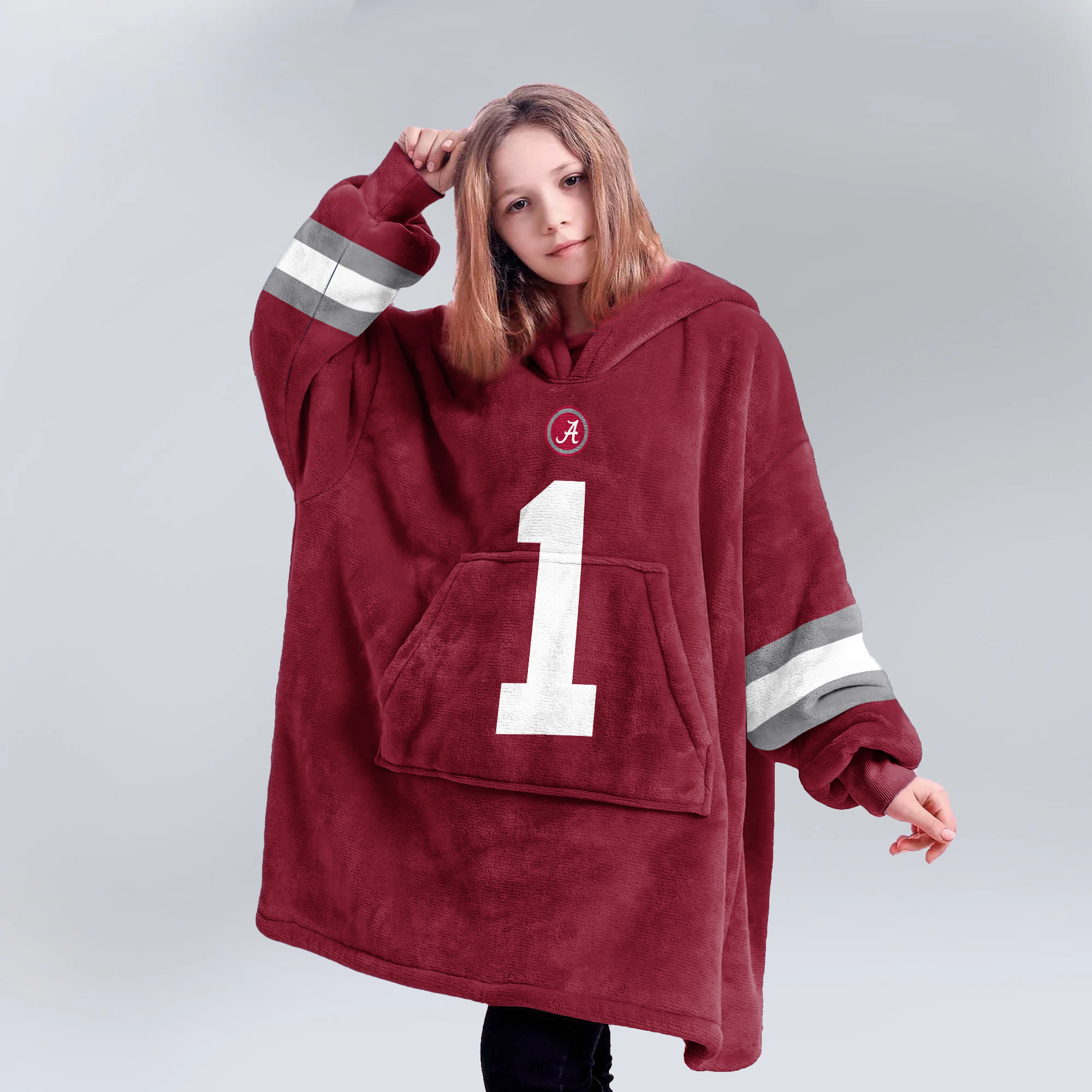 Adult #1 Alabama Football Unisex Blanket Hoodie